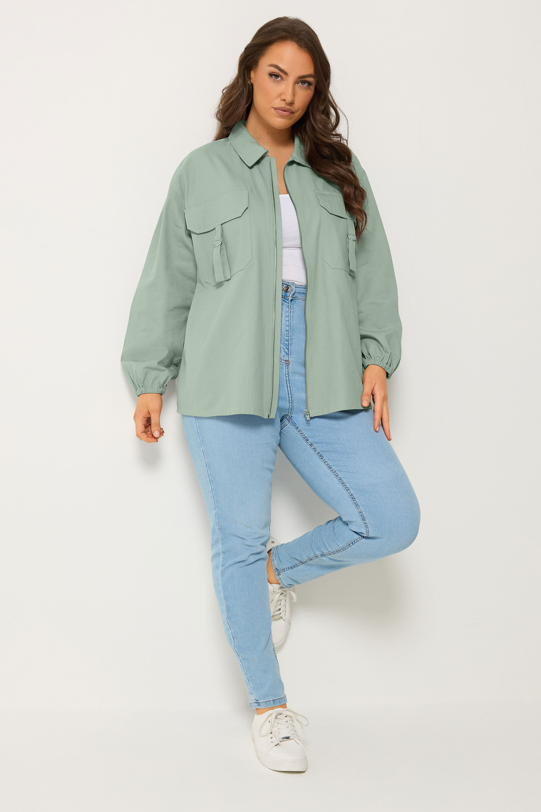 YOURS Plus Size Blue Utility Shacket | Yours Clothing 2