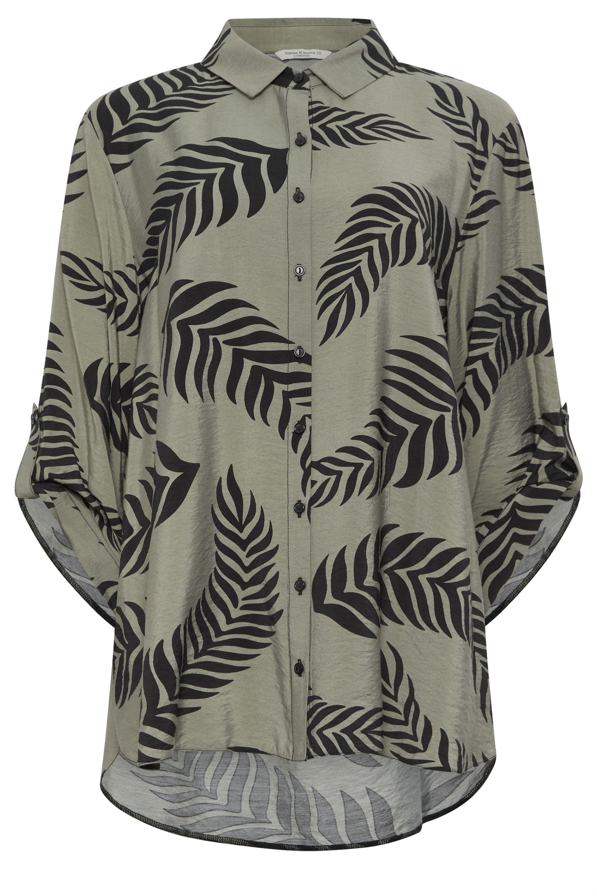 M&Co Green Palm Leaf Tab Sleeve Shirt | M&Co 5