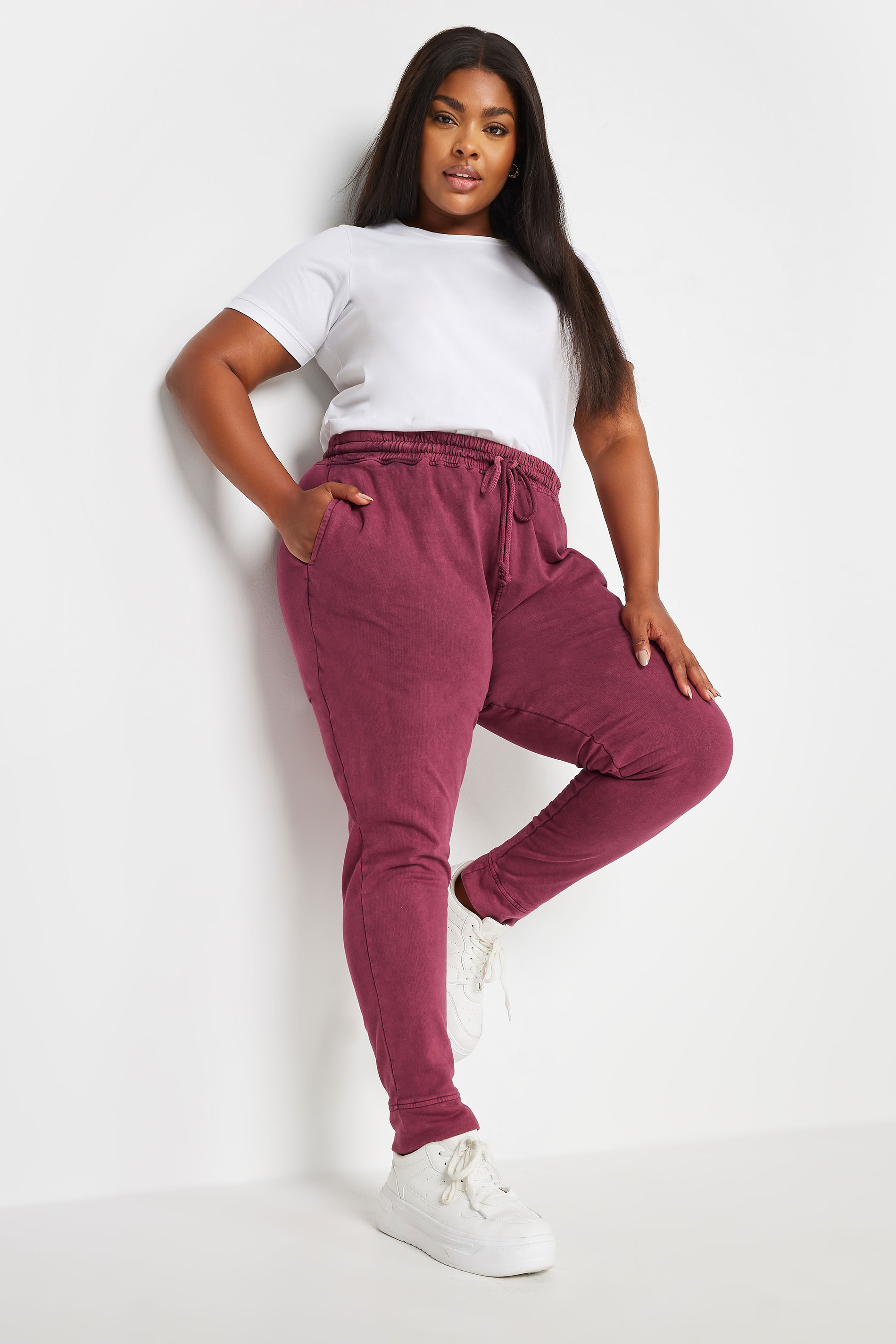 YOURS Plus Size Red Acid Wash Joggers | Yours Clothing 3