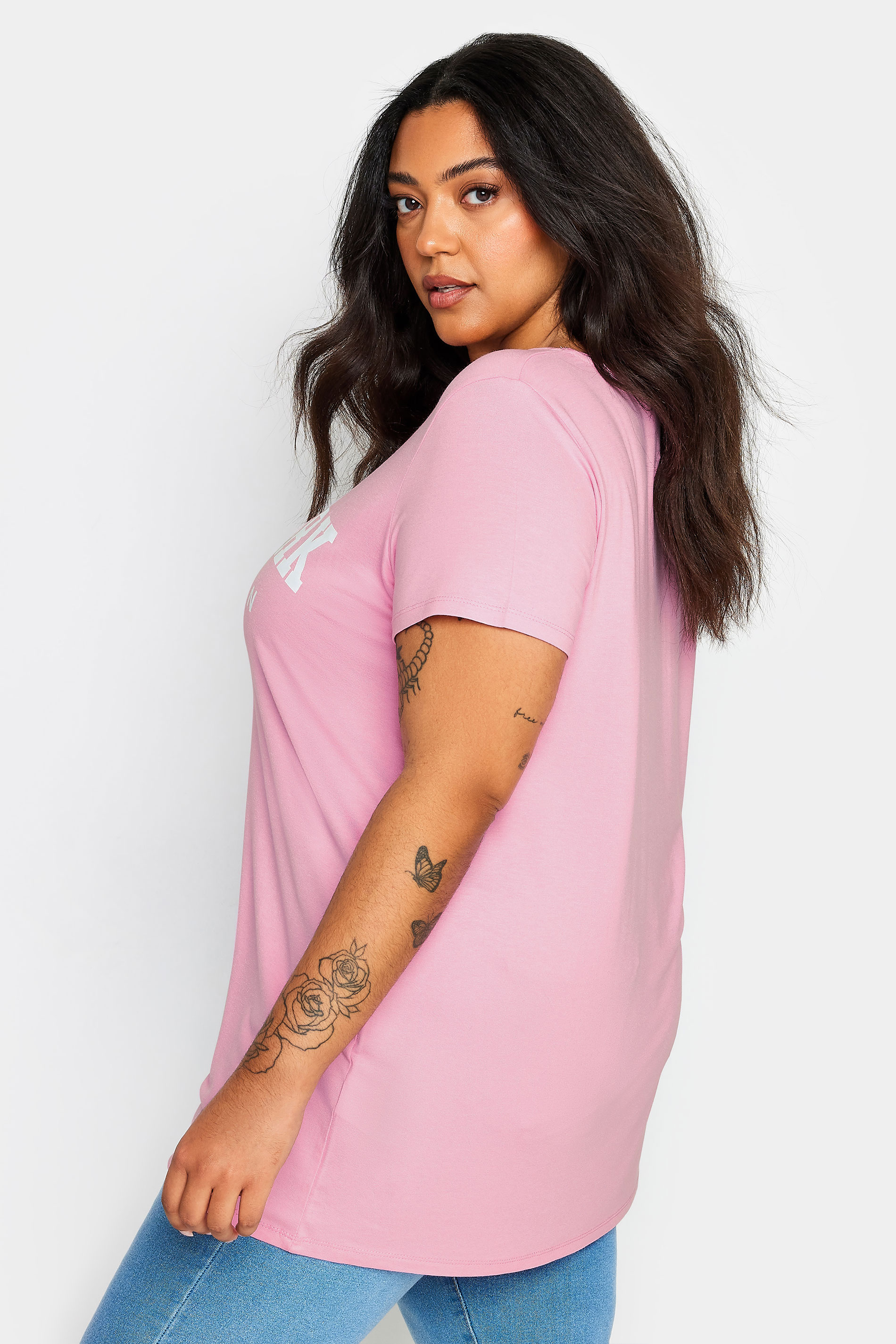 YOURS Plus Size Pink 'New York' Slogan T-Shirt | Yours Clothing 3