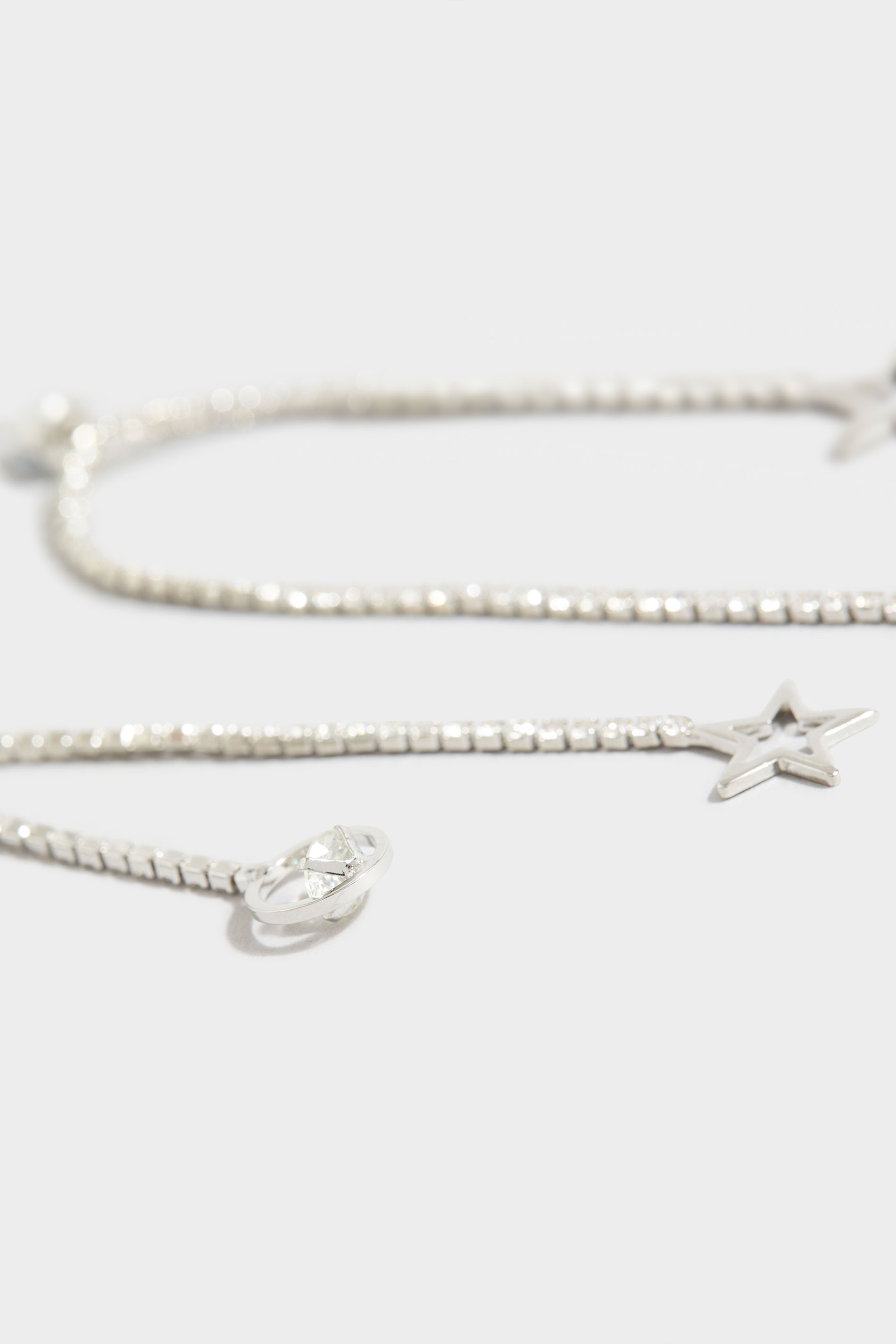 Silver Star Chain Drop Earrings Yours Clothing