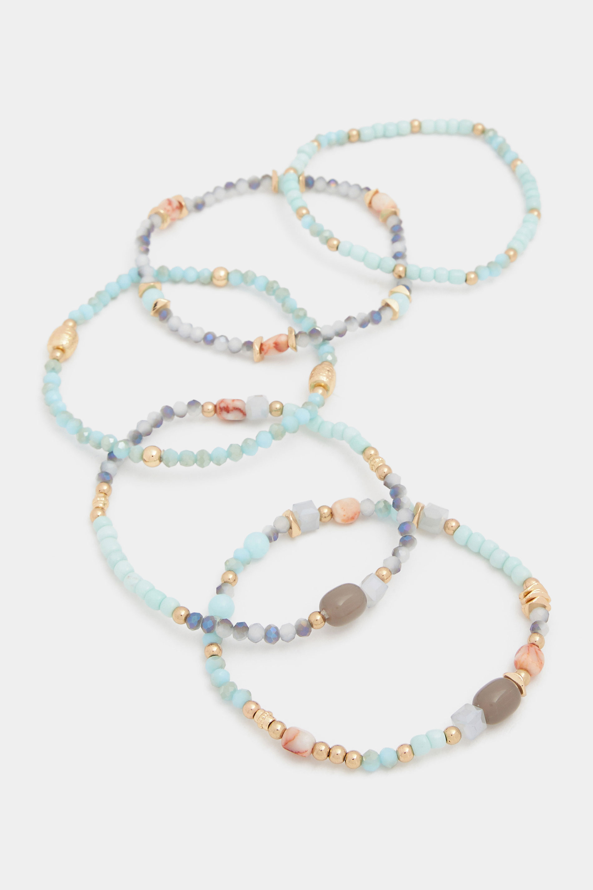 YOURSET 5 PACK Gold Tone Beaded Stretch Bracelet Set | Yours Clothing 3