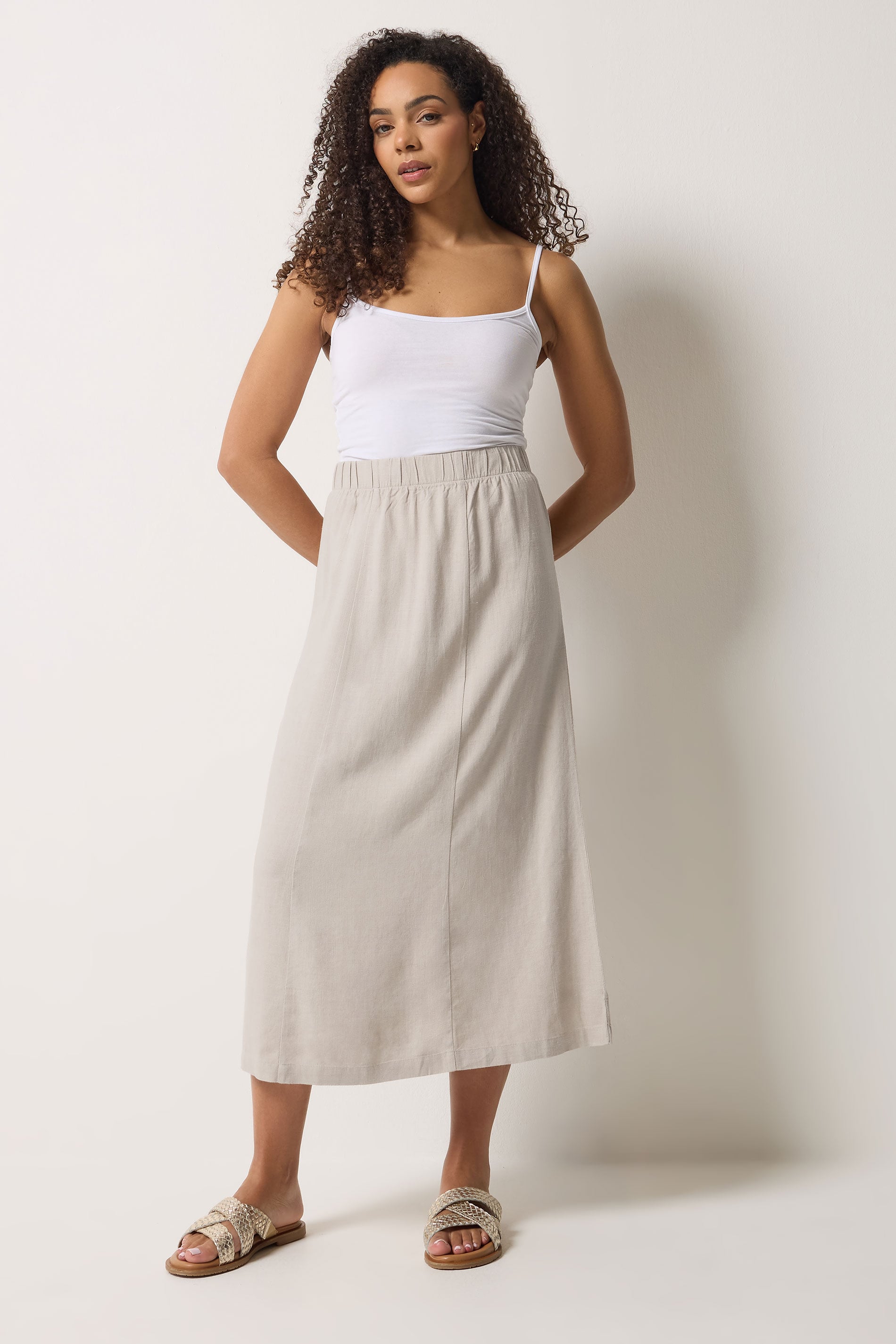 M&Co Natural Brown Linen Maxi Skirt | M&Co 1