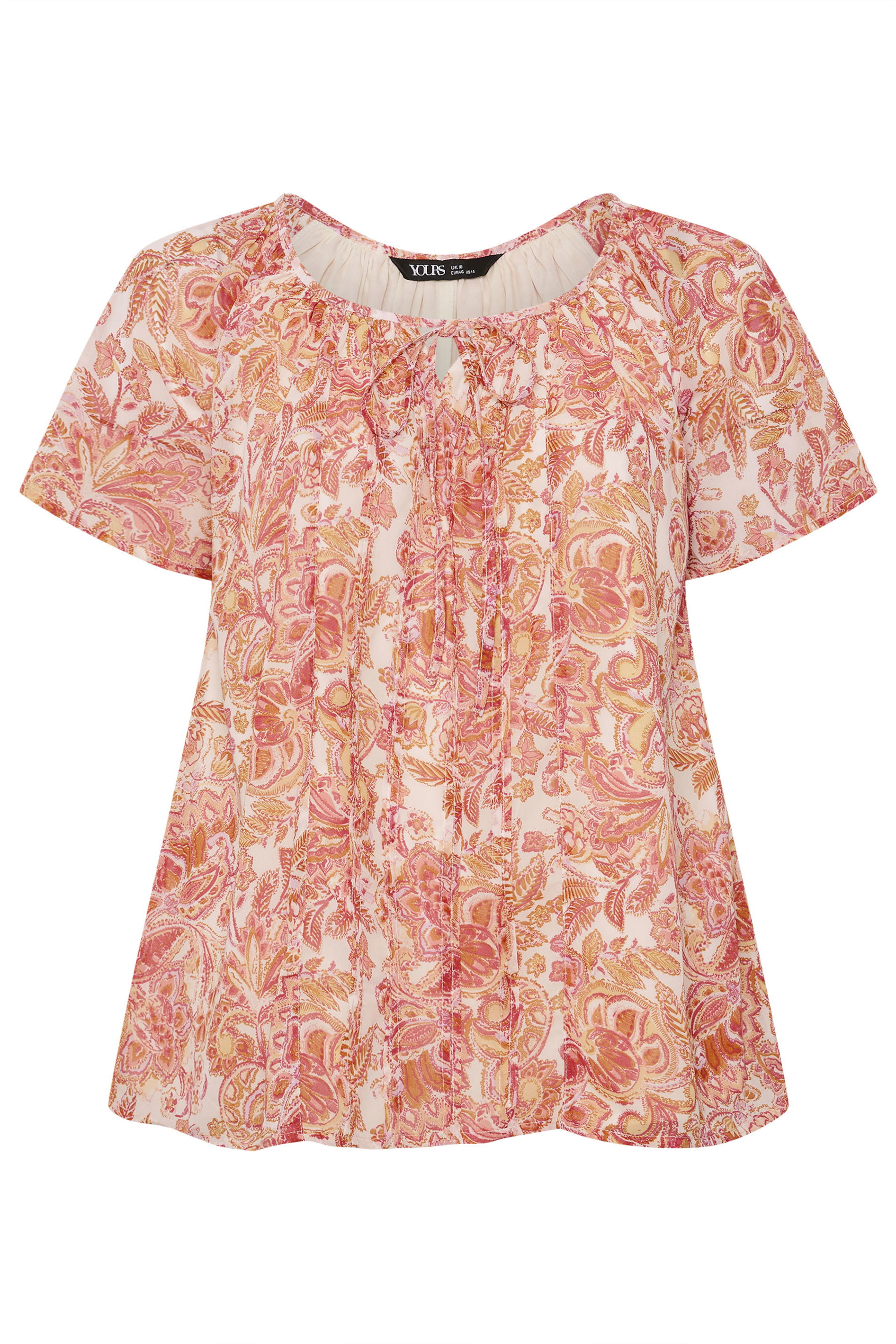 YOURS Plus Size Pink Paisley Pintuck Swing Blouse | Yours Clothing 5