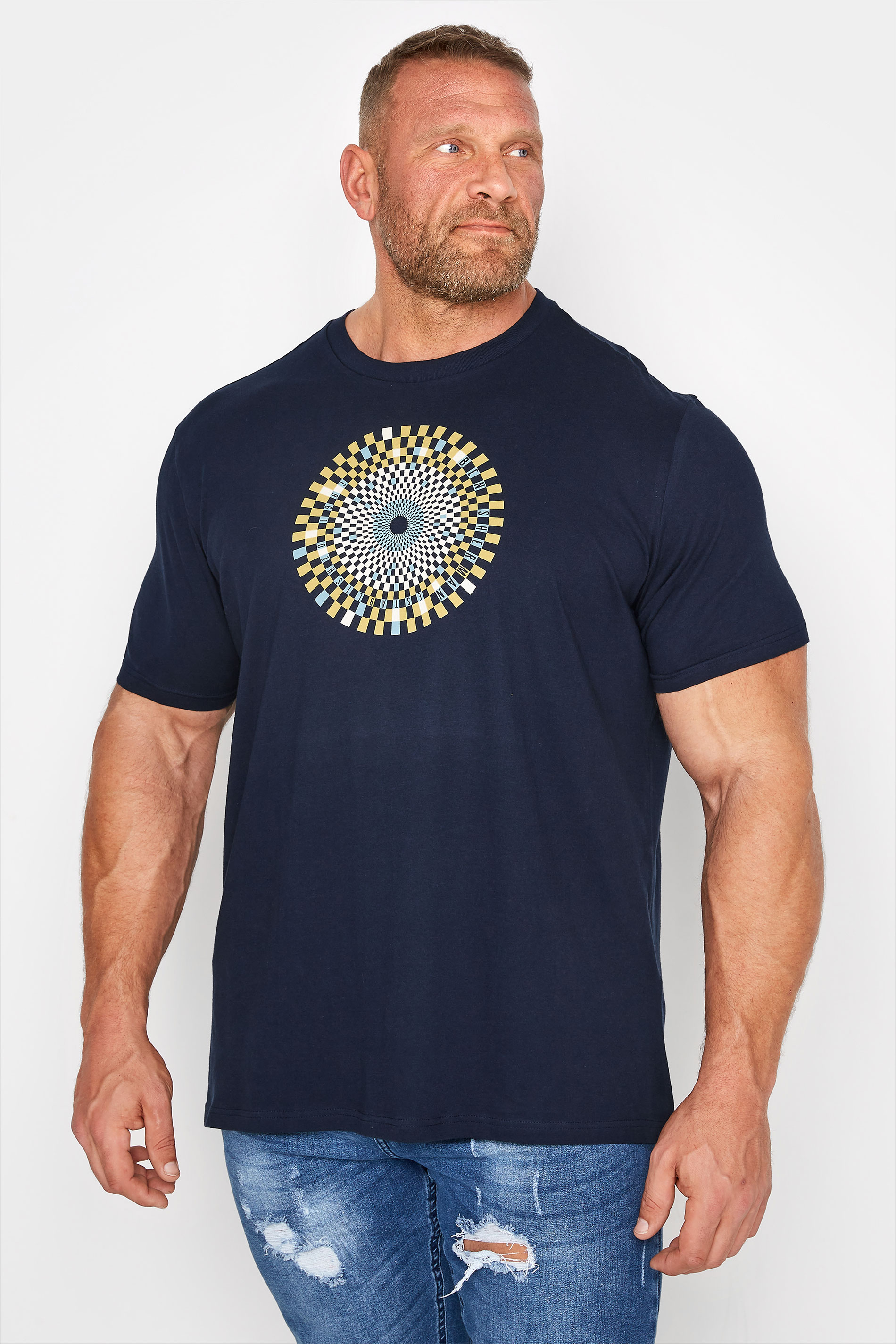 BEN SHERMAN Big & Tall Navy Blue Target Print T-Shirt 1