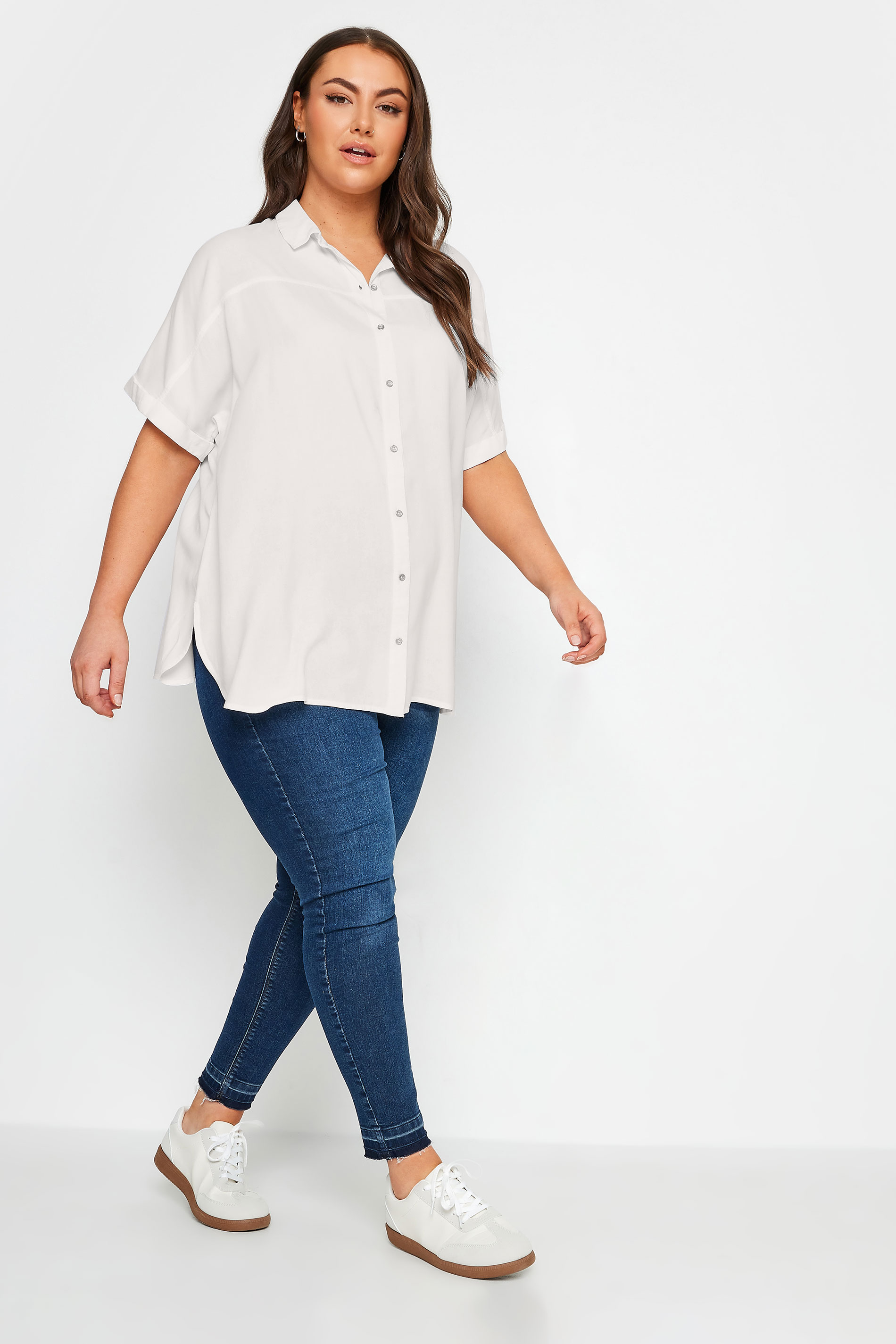 YOURS Curve Plus Size White Short Sleeve Top | Yours Clothing  2