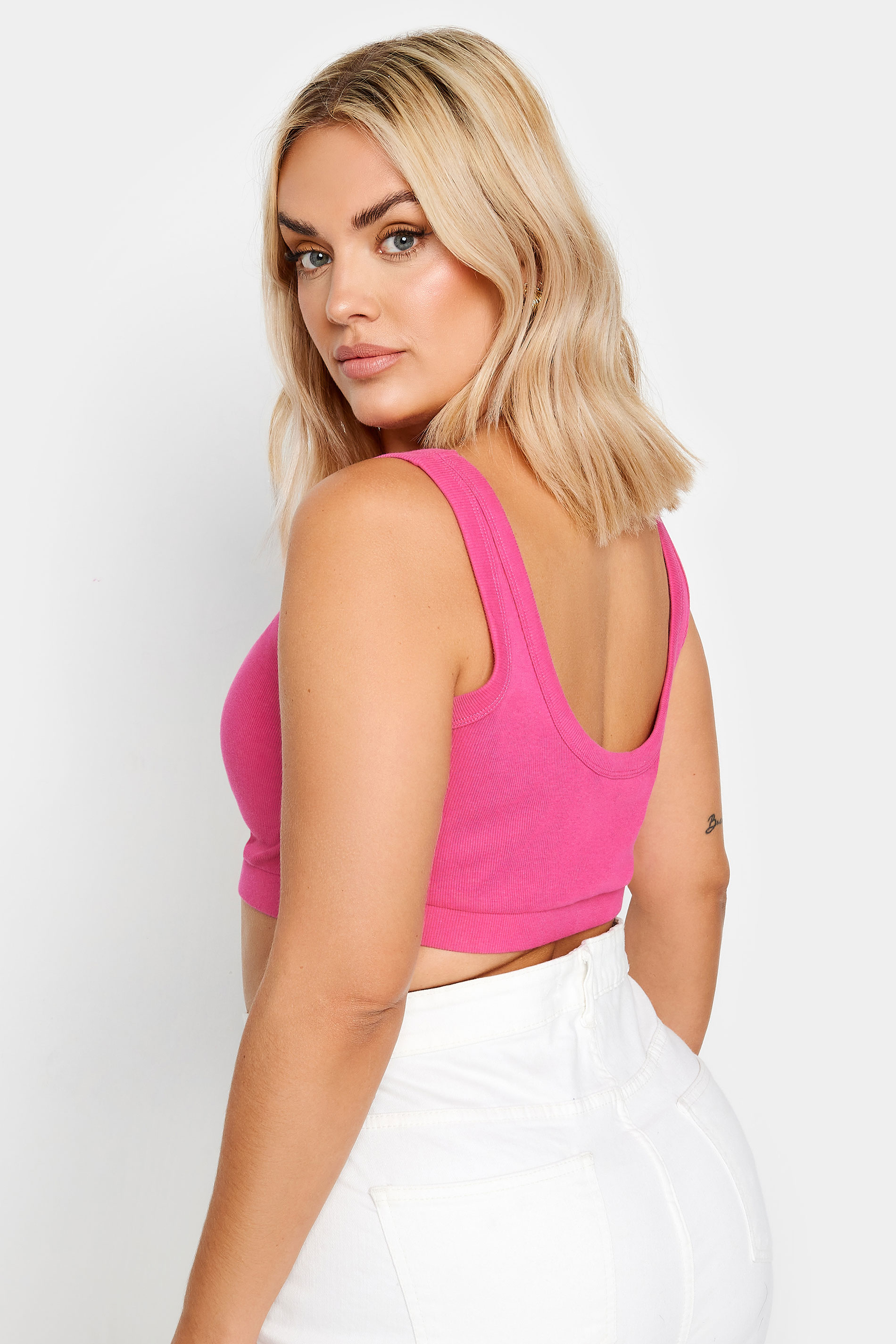 YOURS Plus Size Pink Crop Top | Yours Clothing 3
