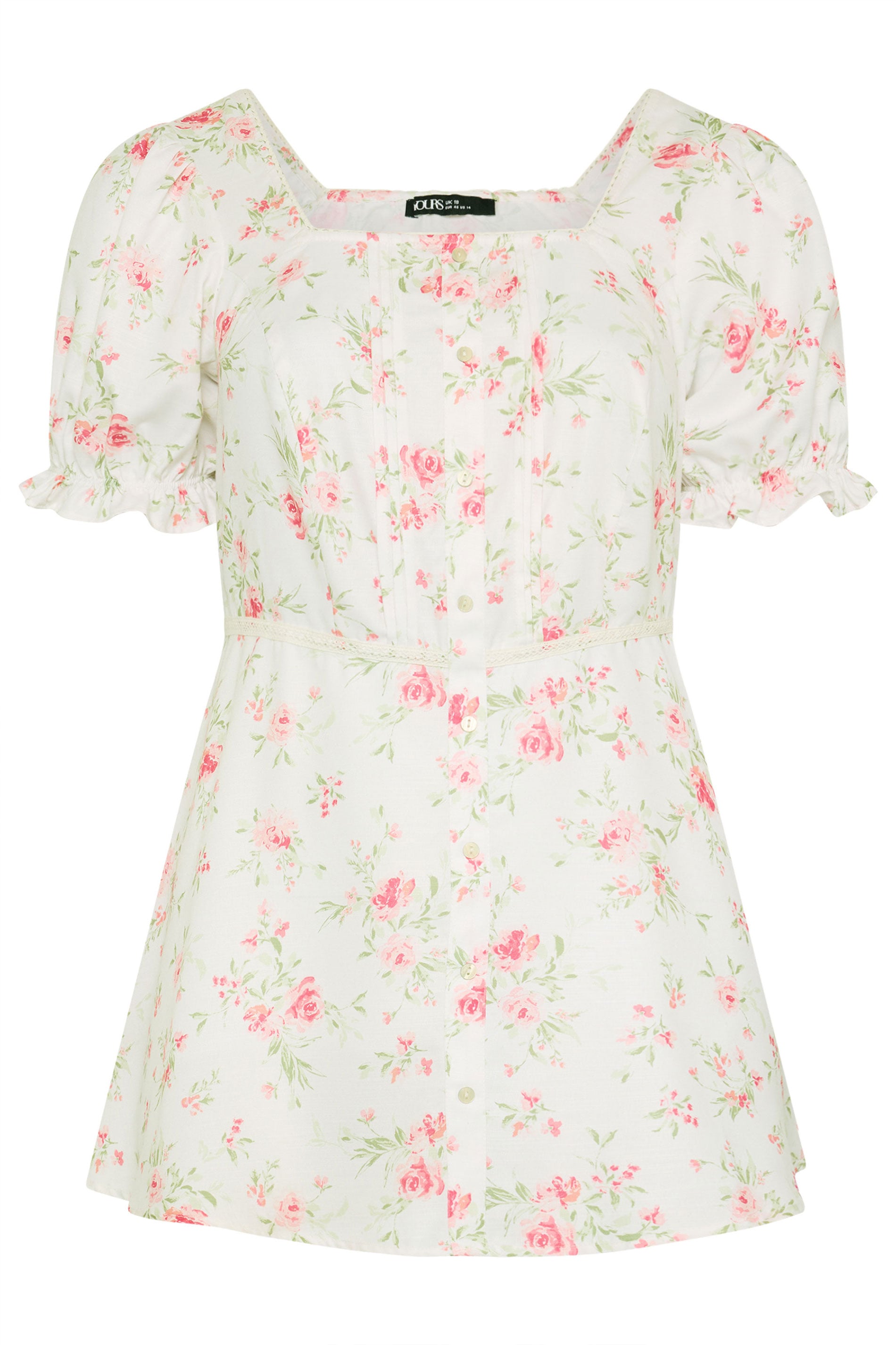 YOURS Plus Size White Inky Floral Milkmaid Blouse | Yours Clothing 5