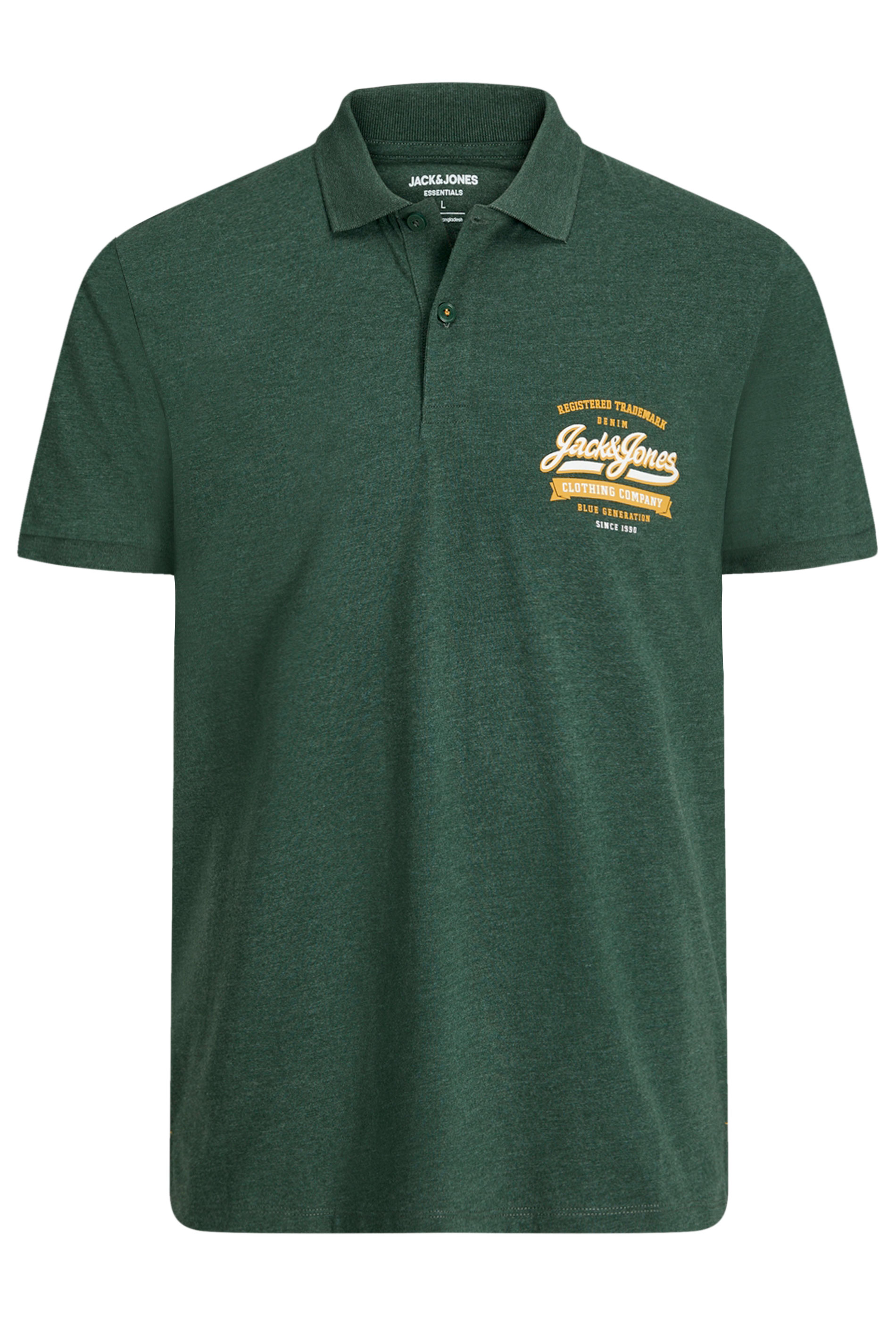 JACK & JONES Big & Tall Green Logo Short Sleeve Polo Shirt | BadRhino 2