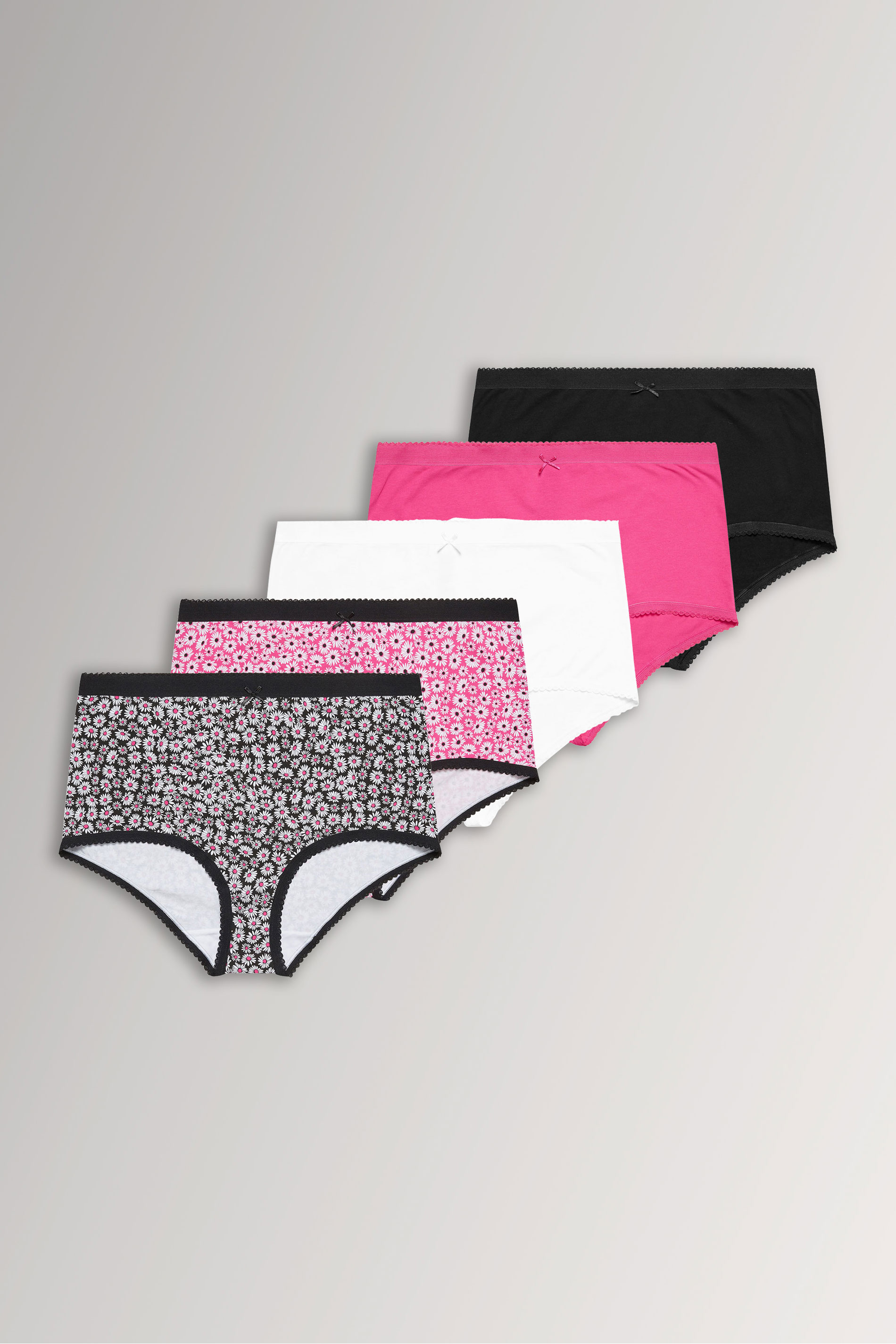 YOURSET 5 PACK Plus Size Pink Diasy Print Full Briefs | Yours Clothing 3