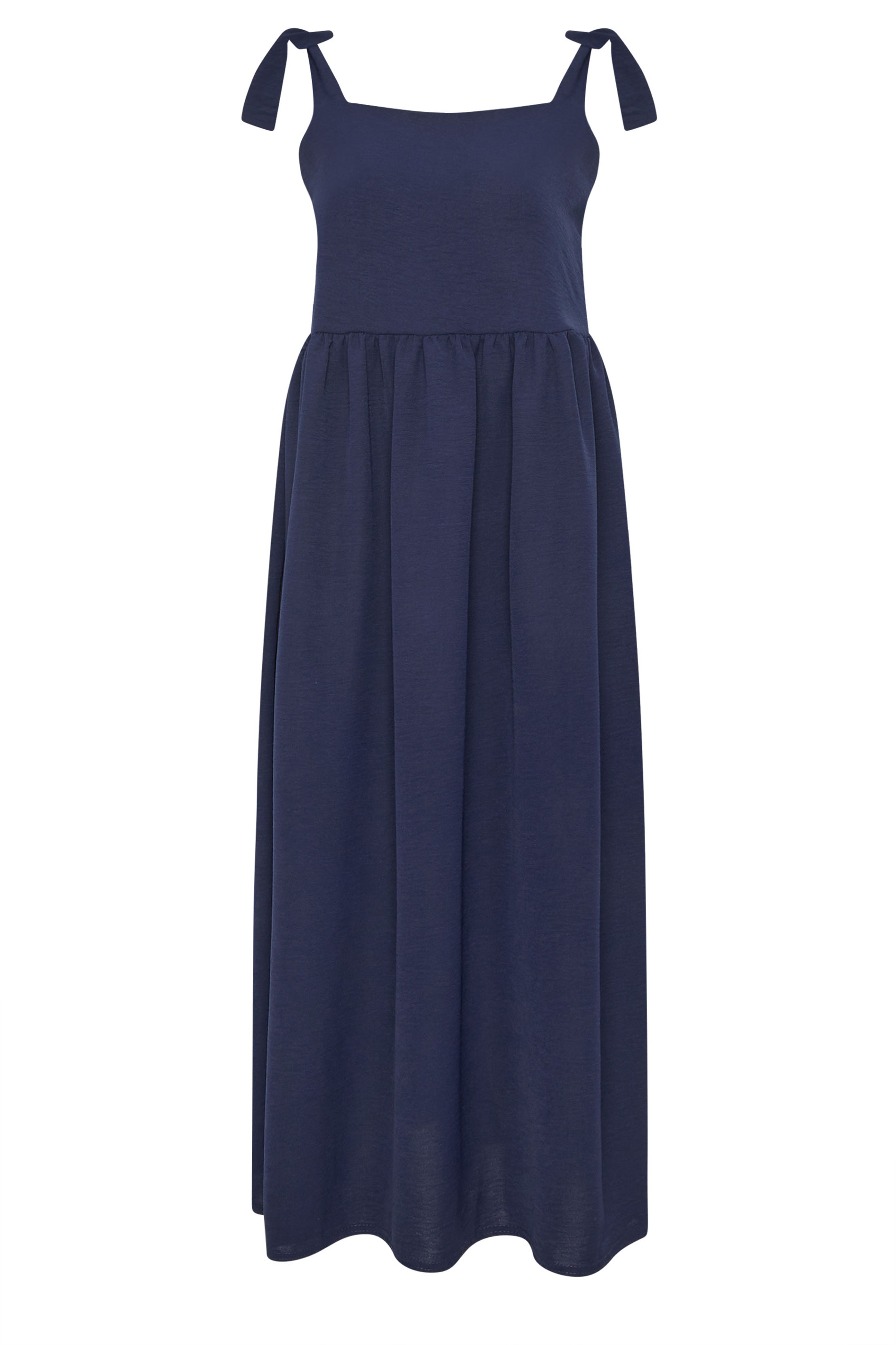 LTS Tall Women's Navy Blue Tie Detail Midi Sundress | Long Tall Sally 5