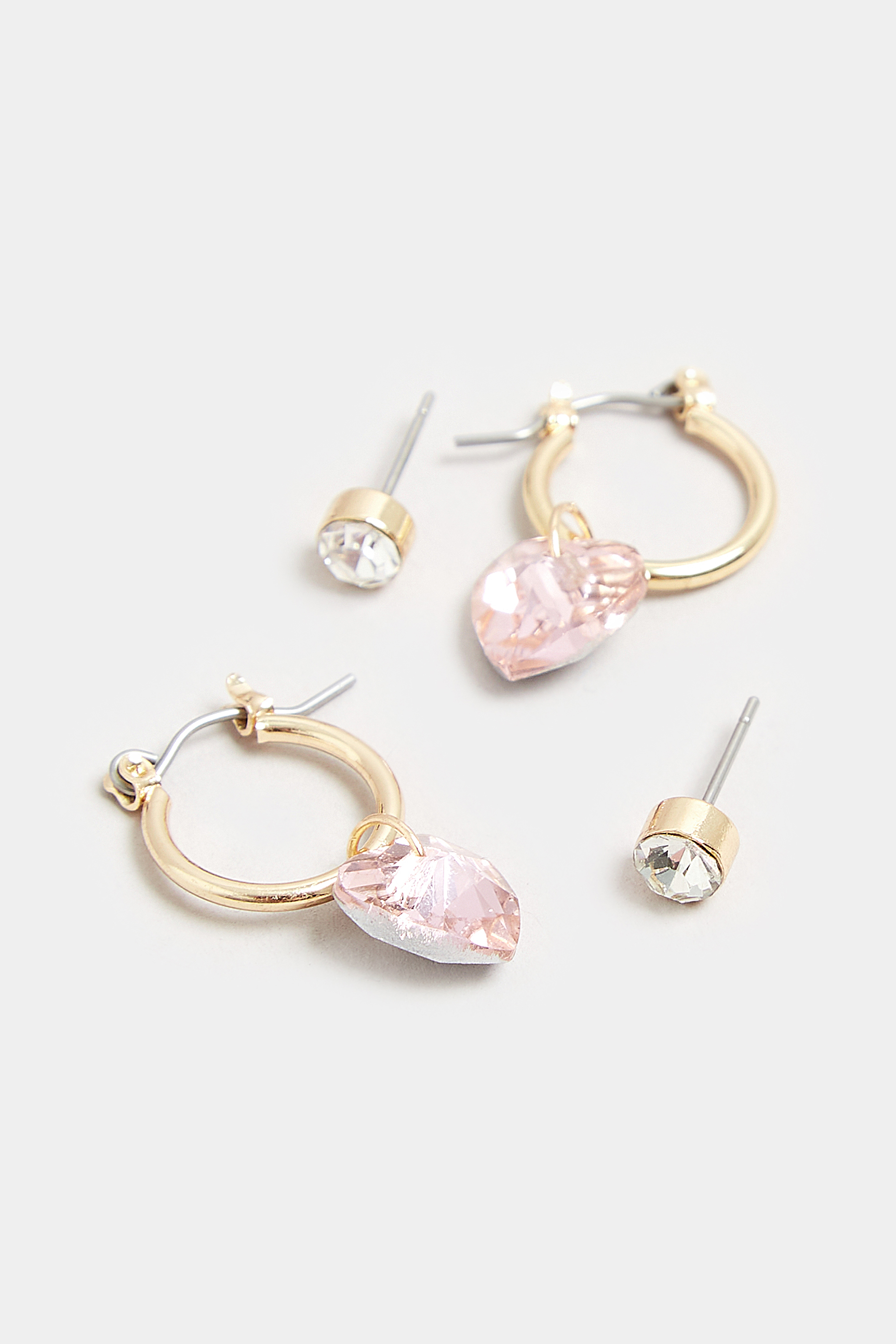 2 PACK Gold & Pink Small Hoop Earrings | Yours Clothing  3