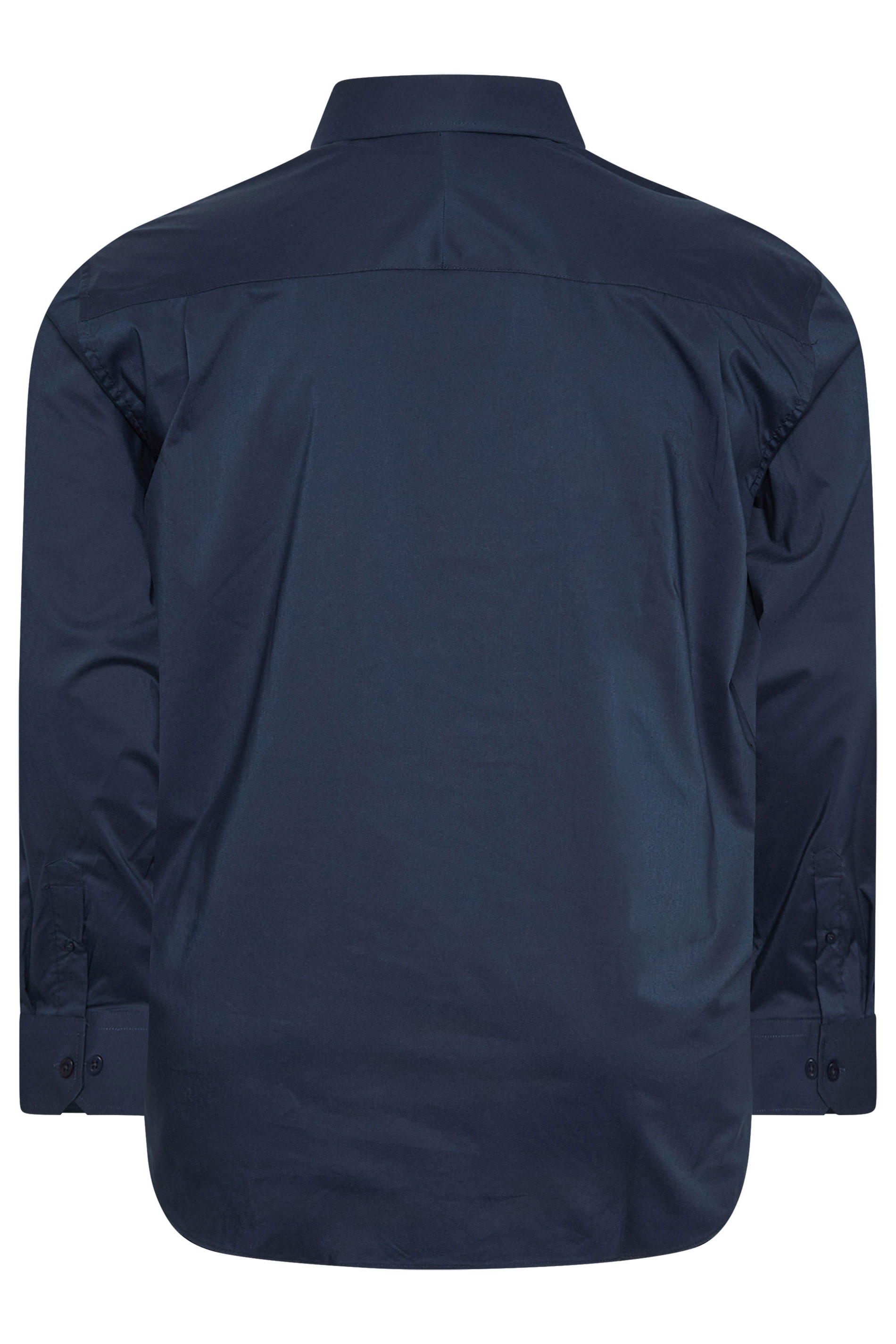 D555 Big & Tall Navy Blue Long Sleeve Non Iron Stretch Shirt | BadRhino 4