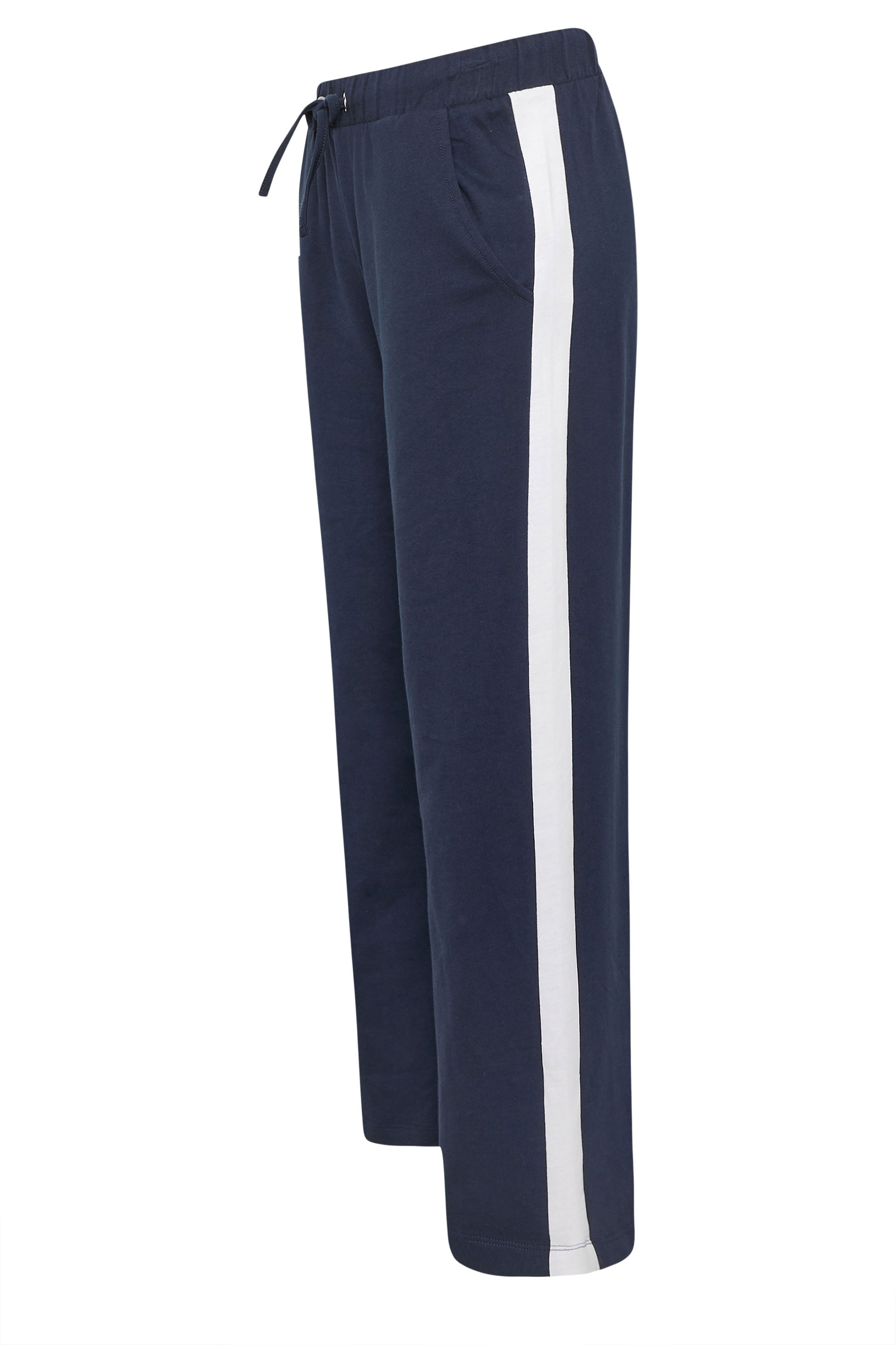 M&Co Navy Blue & White Side Stripe Cotton Wide Leg Joggers | M&Co 6