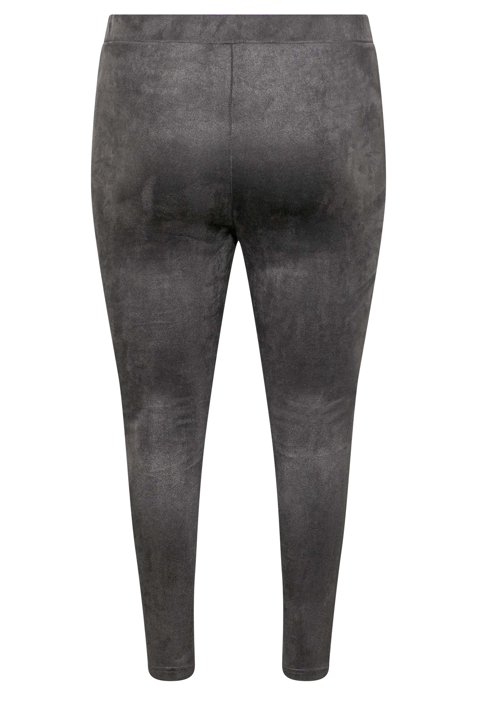 Plus Size Charcoal Grey Faux Suede High Waisted Leggings | Yours Clothing