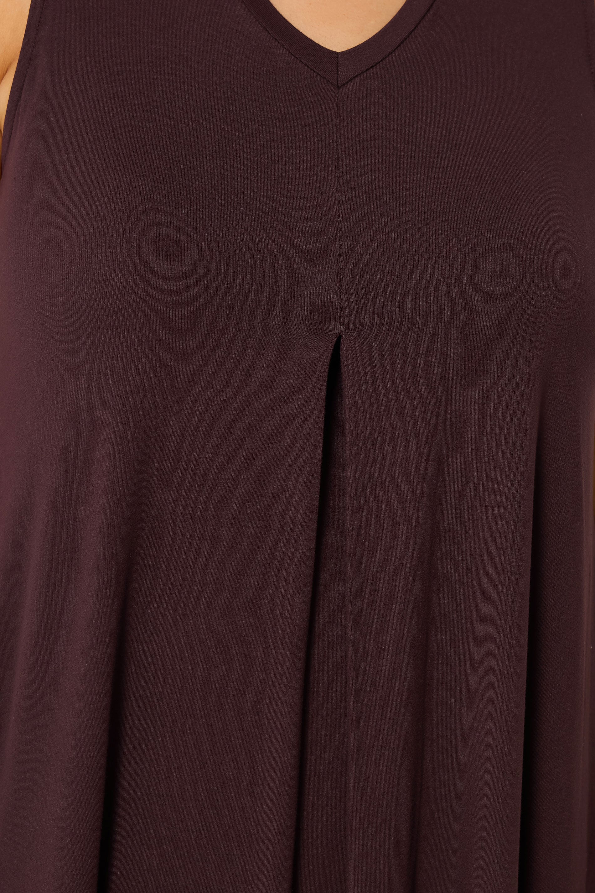 YOURS Plus Size Chocolate Brown Pleat Front Vest Top | Yours Clothing 4