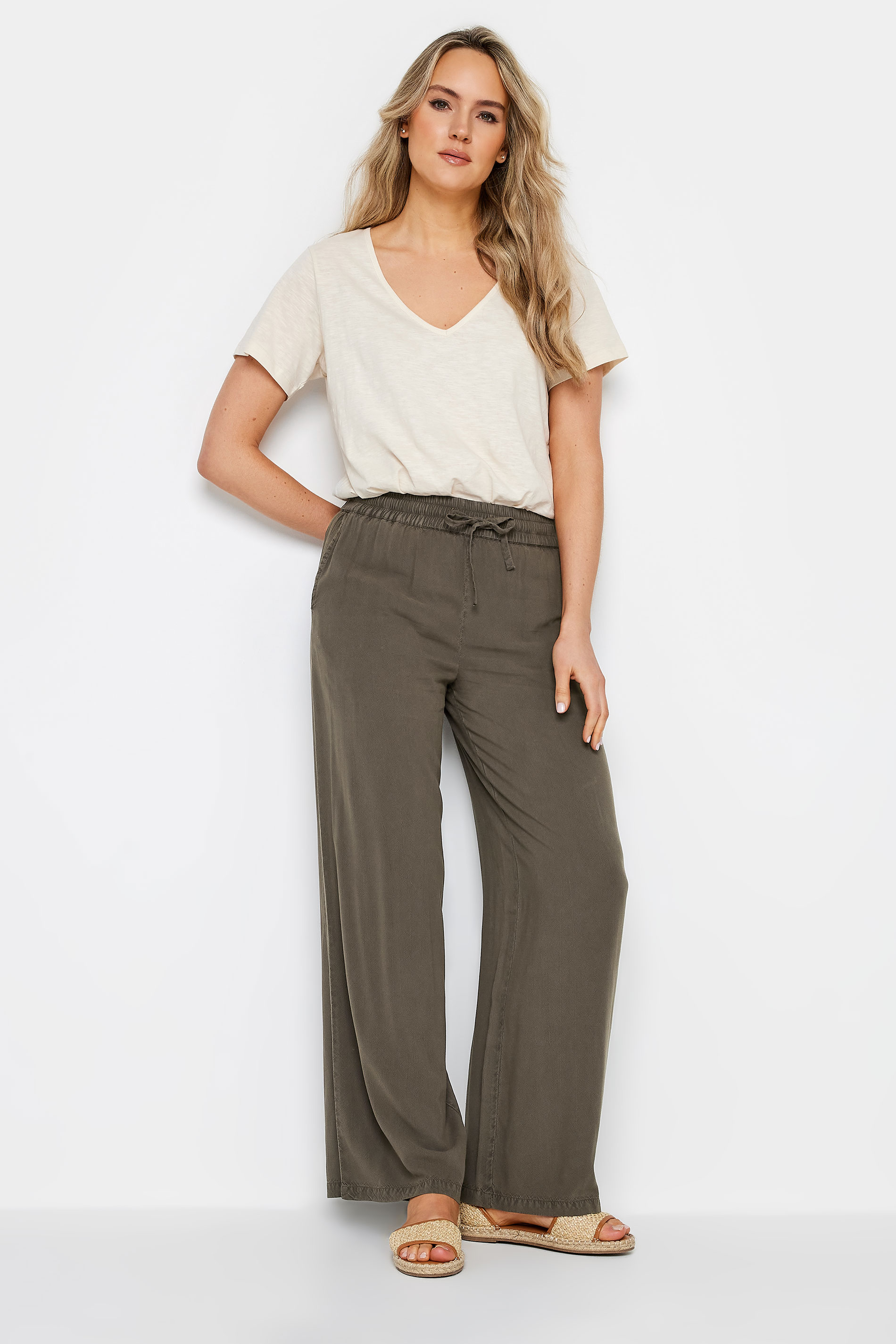 LTS Tall Womens Chocolate Brown Acid Wash Wide Leg Trousers | Long Tall Sally 1