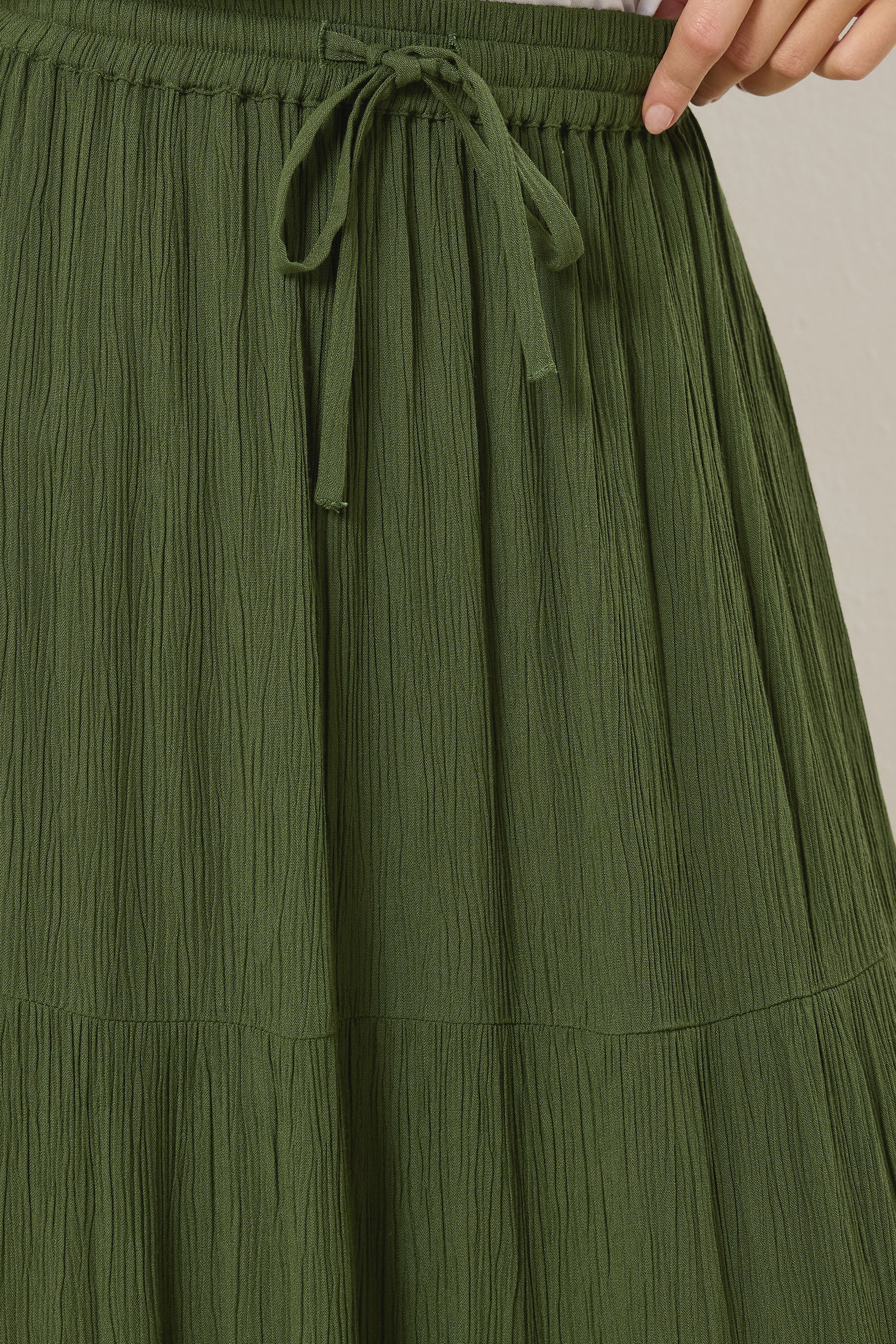 M&Co Khaki Green Crinkle Maxi Skirt | M&Co  4