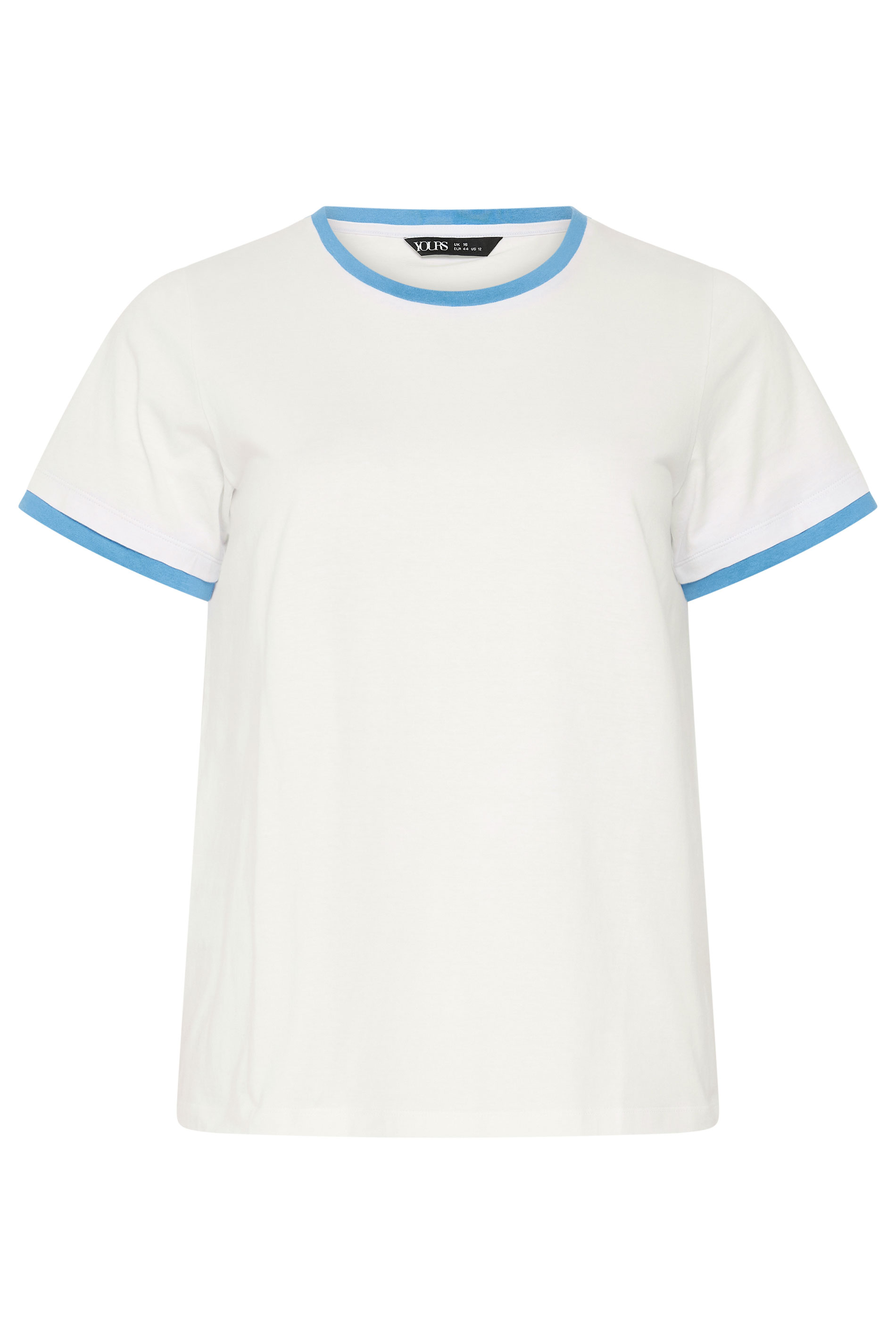 YOURS Plus Size White Contrast Trim T-Shirt | Yours Clothing 5