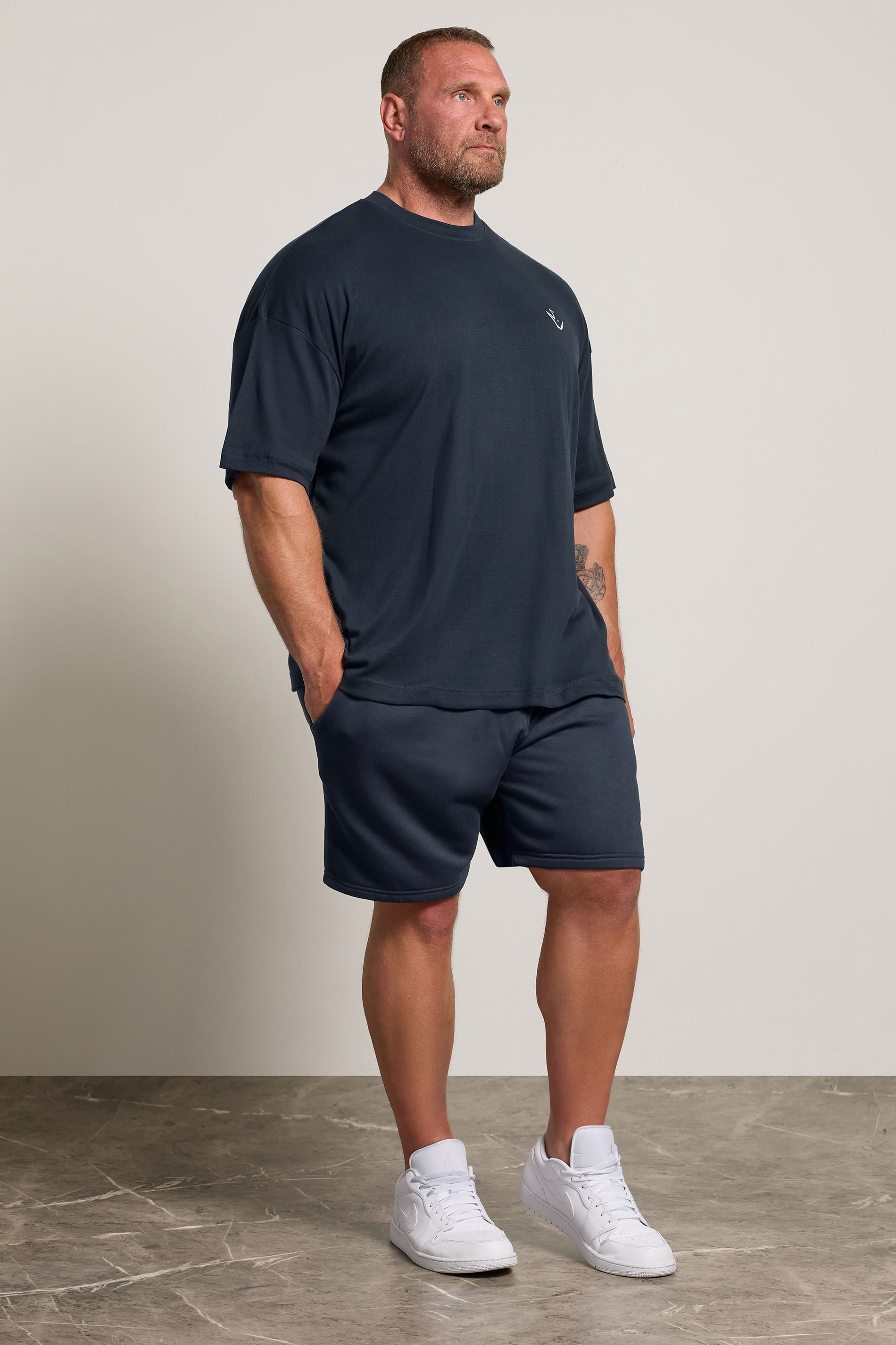 IronRhino Big & Tall Navy Blue 'Rest Day' T-Shirt & Short Set | BadRhino 3