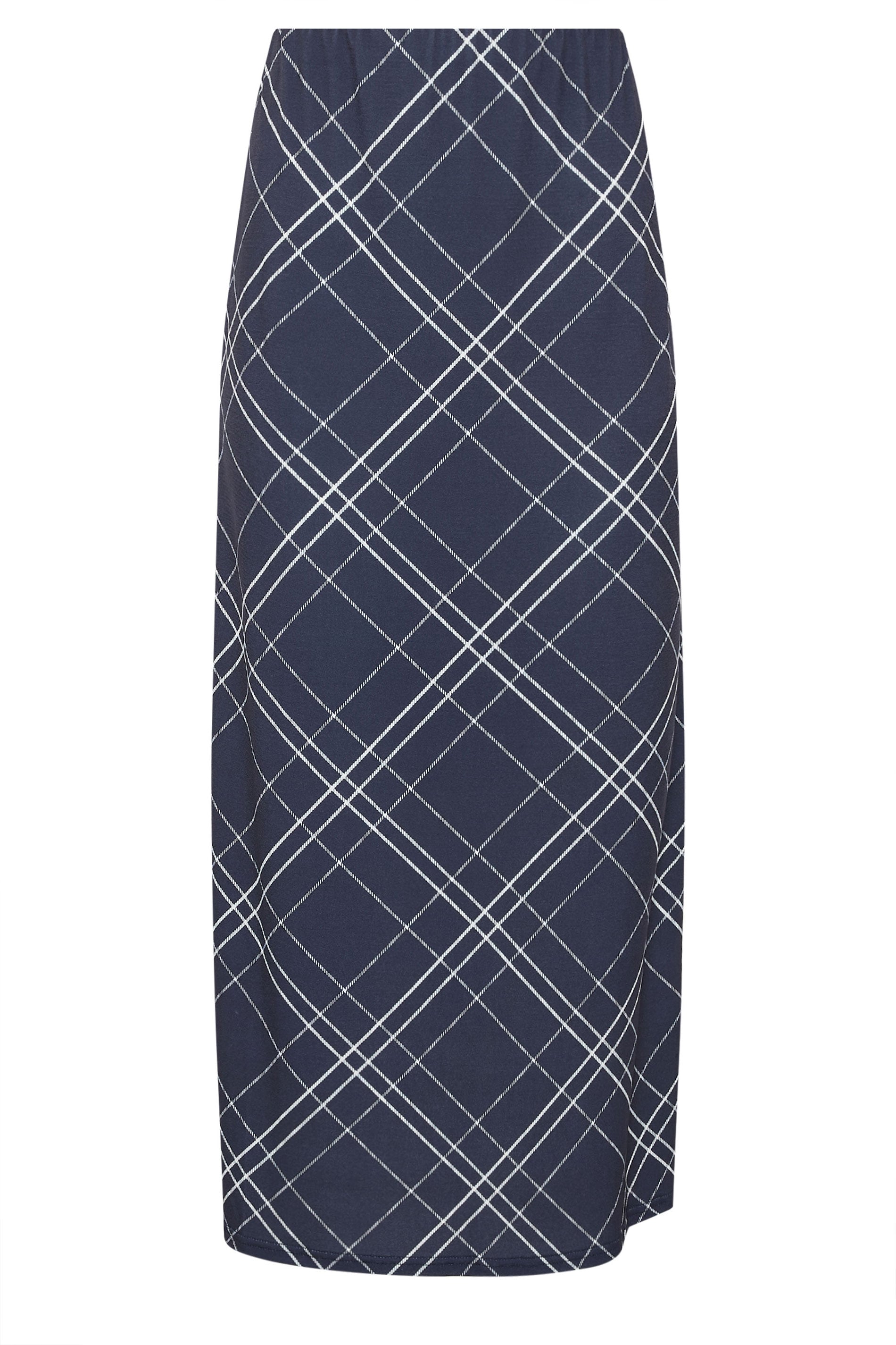 PixieGirl Petite Women's Navy Blue Check Maxi Skirt | PixieGirl 5