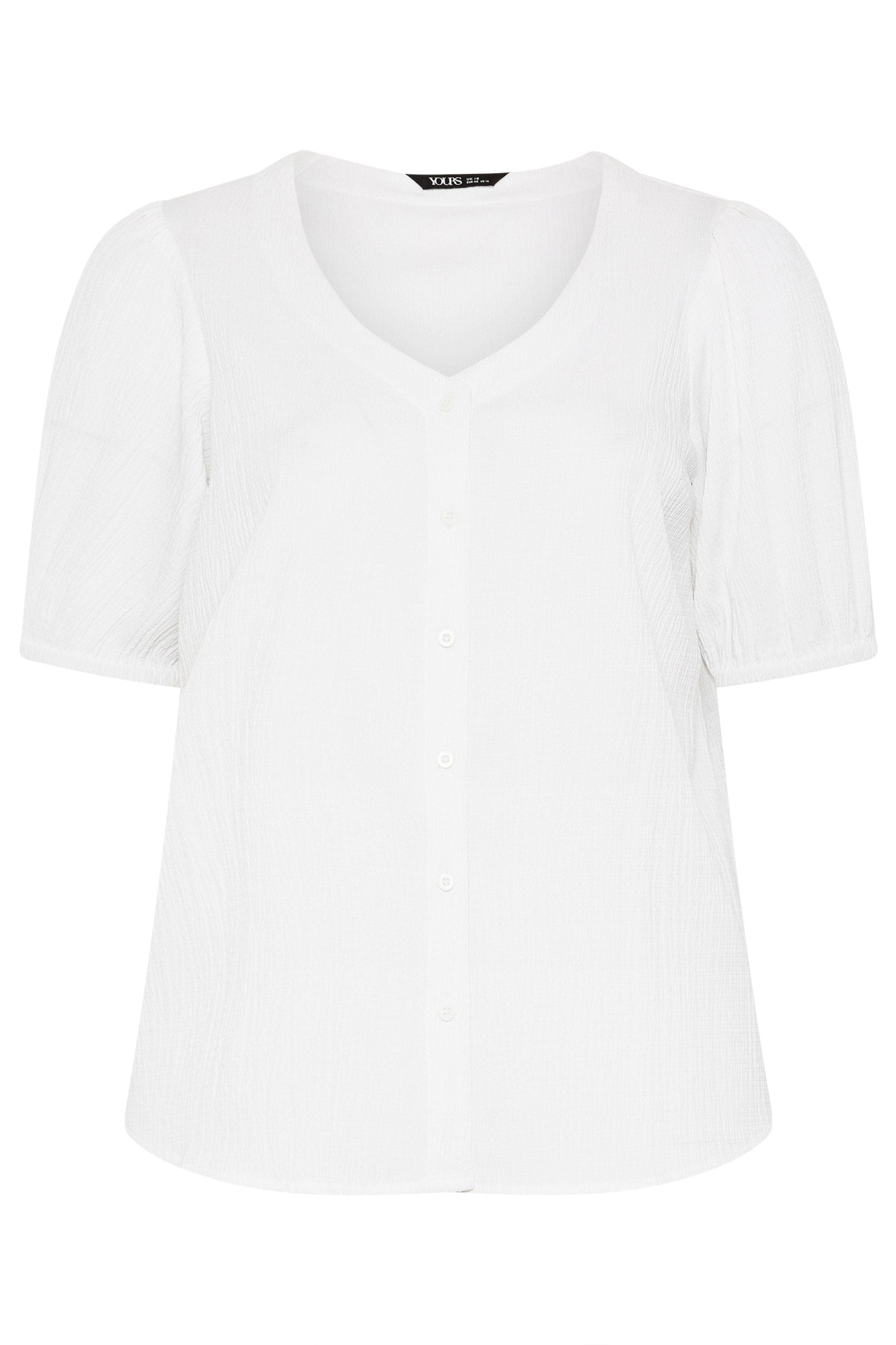 YOURS Plus Size White Textured Blouse | Yours Clothing 5