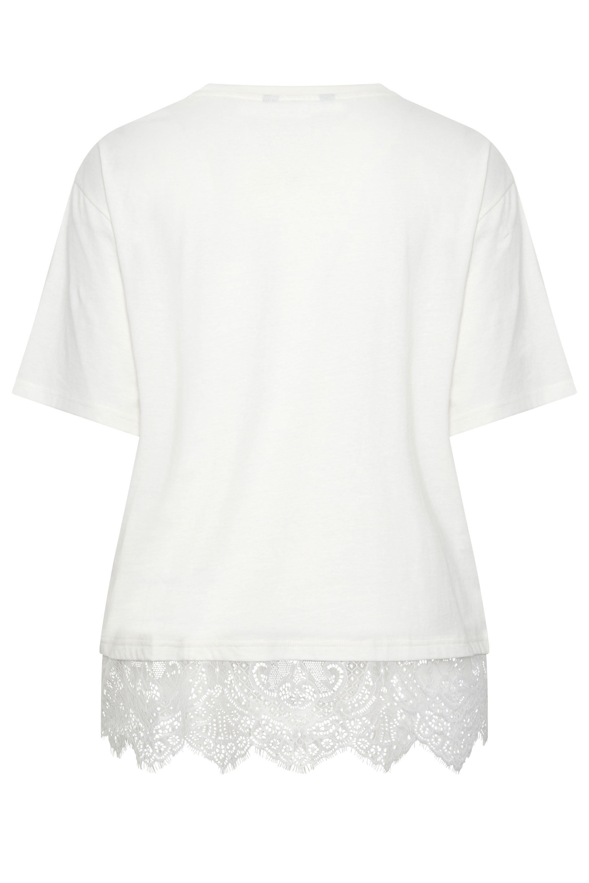 YOURS Plus Size Ivory White Lace T-Shirt | Yours Clothing 6