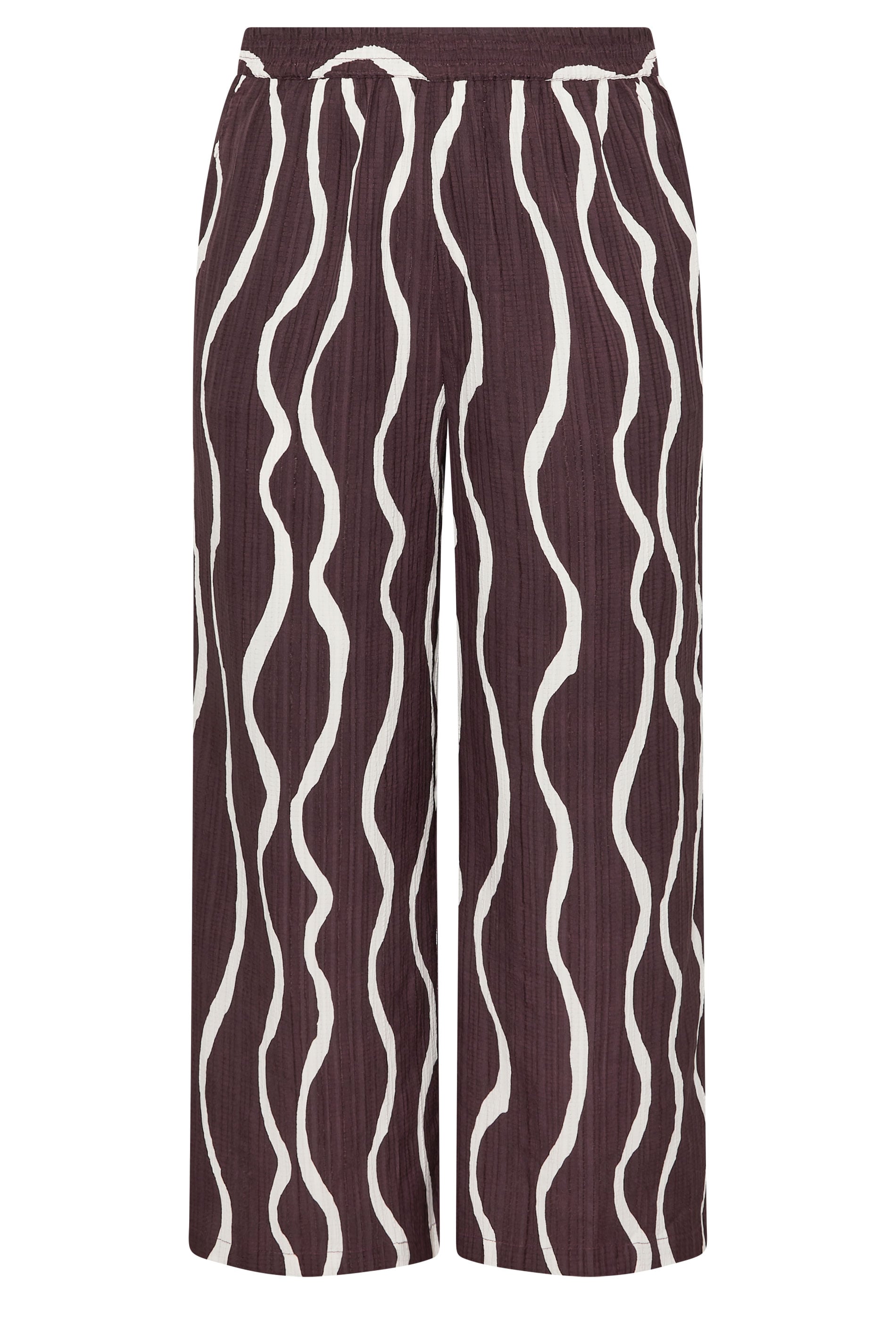 LIMITED COLLECTION Plus Size Brown Wavy Print Wide Leg Trousers | Yours Clothing 5