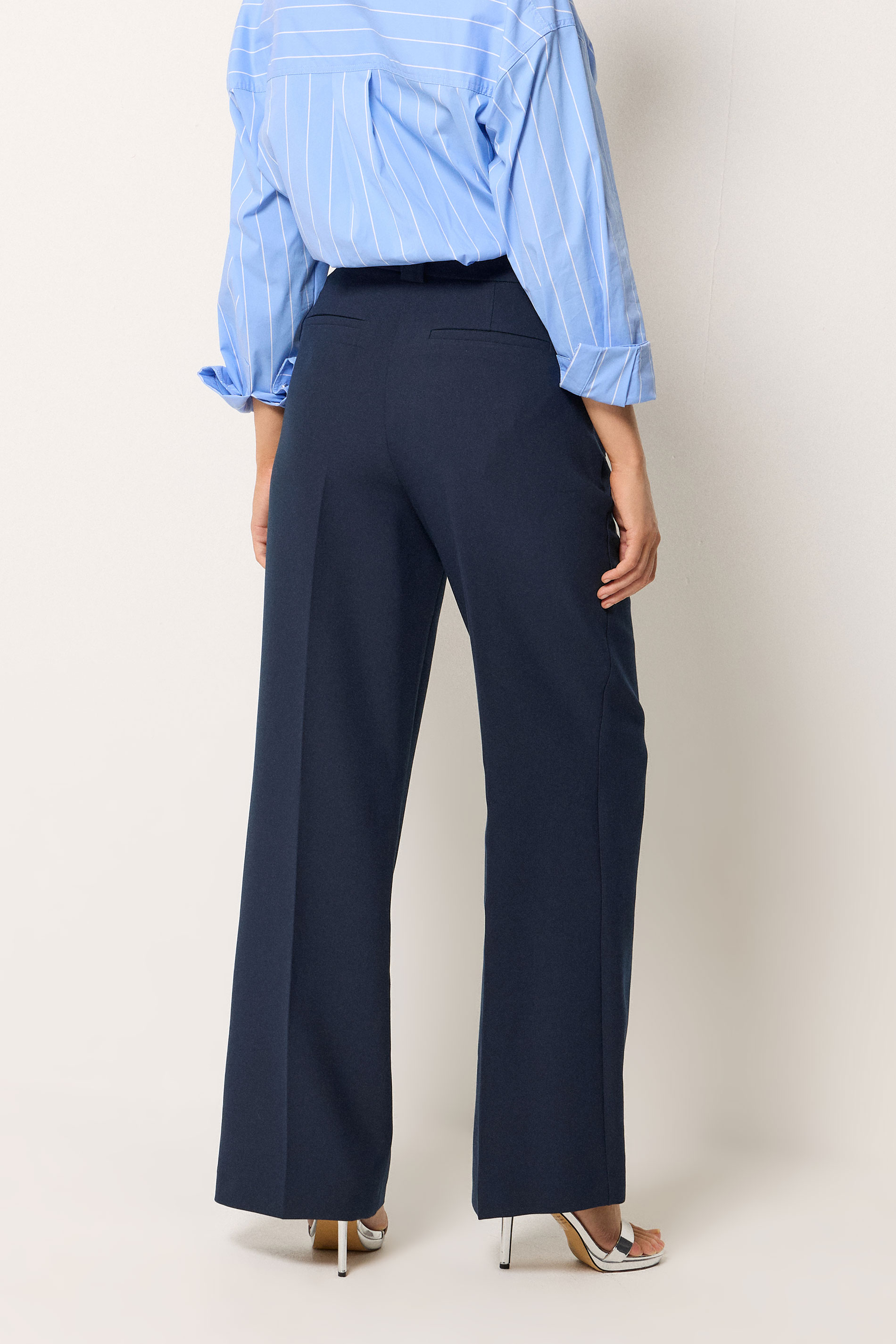 STAR Navy Blue Tailored Wide Leg Trousers | StarByJM 2