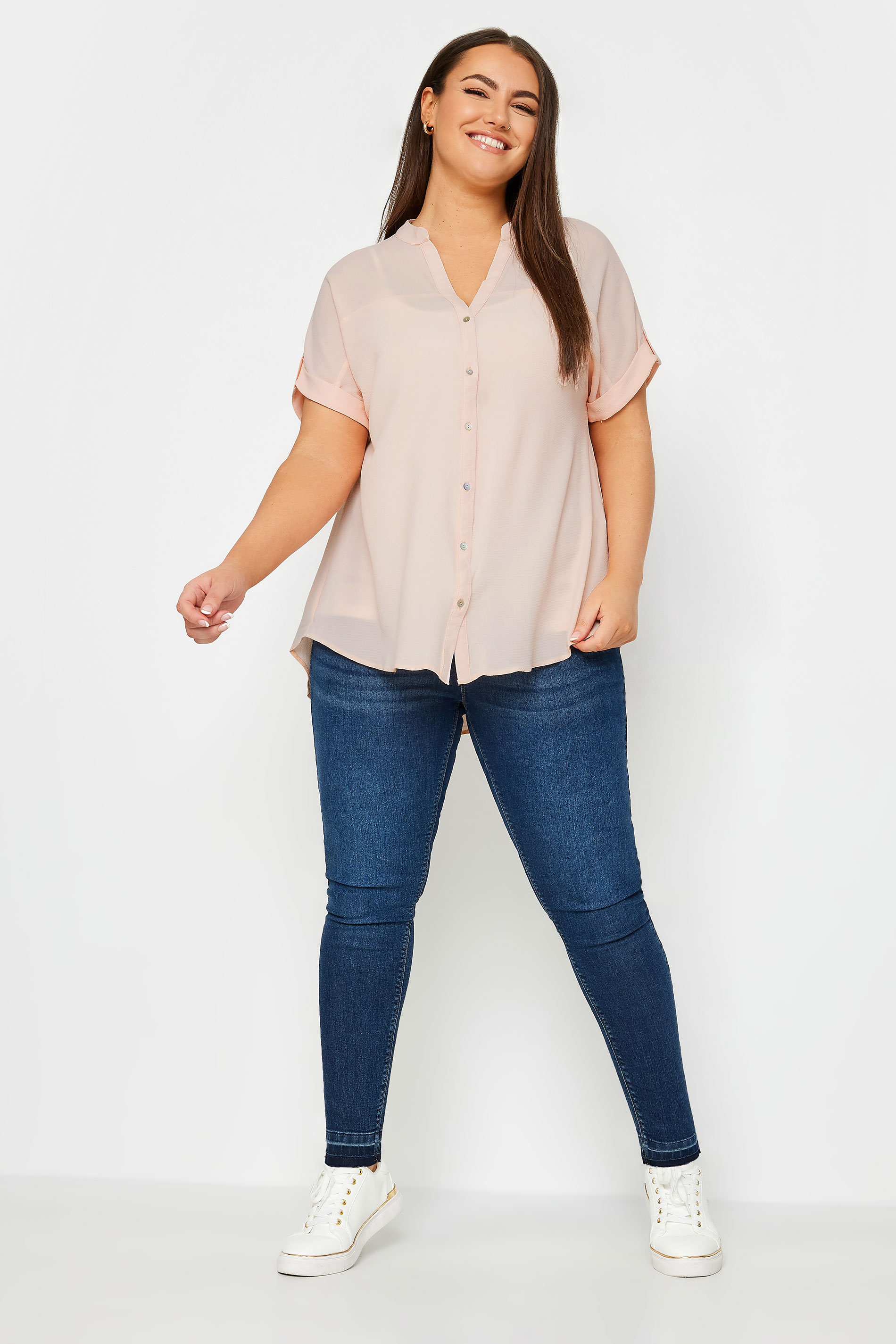 YOURS Plus Size Light Pink Button Through Shirt | Yours Clothing 2