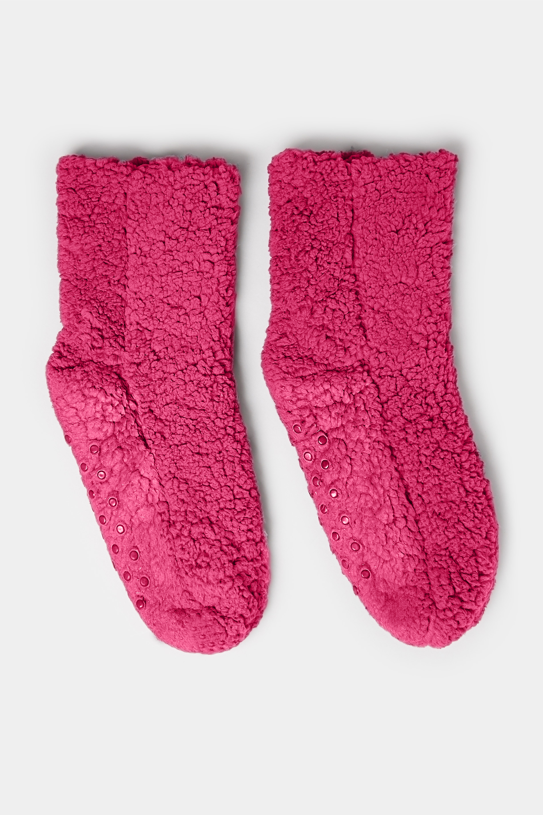 Pink Fluffy Slipper Socks | Yours Clothing  3