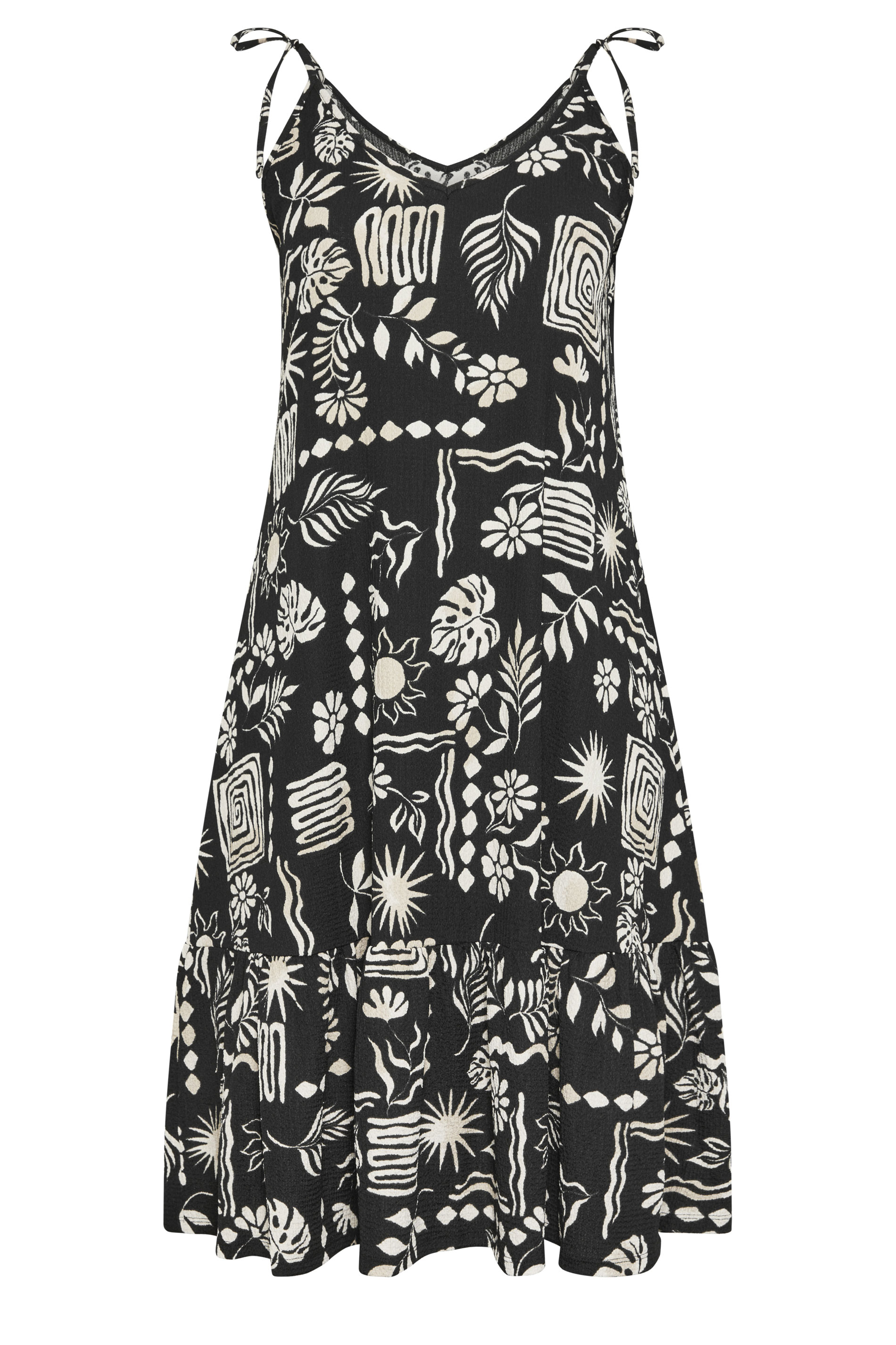 YOURS Plus Size Black Abstract Tiered Sundress | Yours Clothing 5