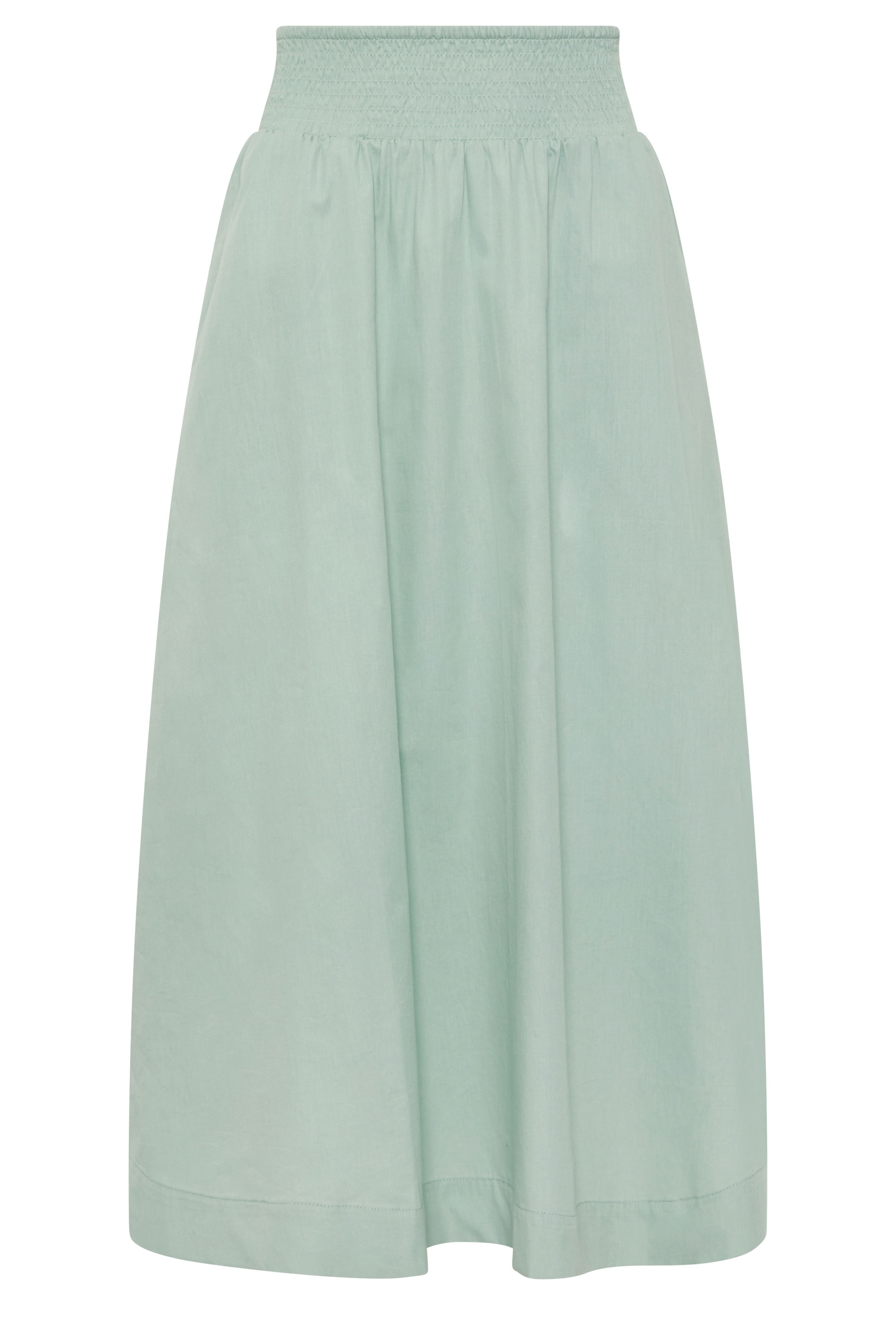 PixieGirl Petite Women's Sage Green Poplin Shirred Cotton Maxi Skirt | PixieGirl 5