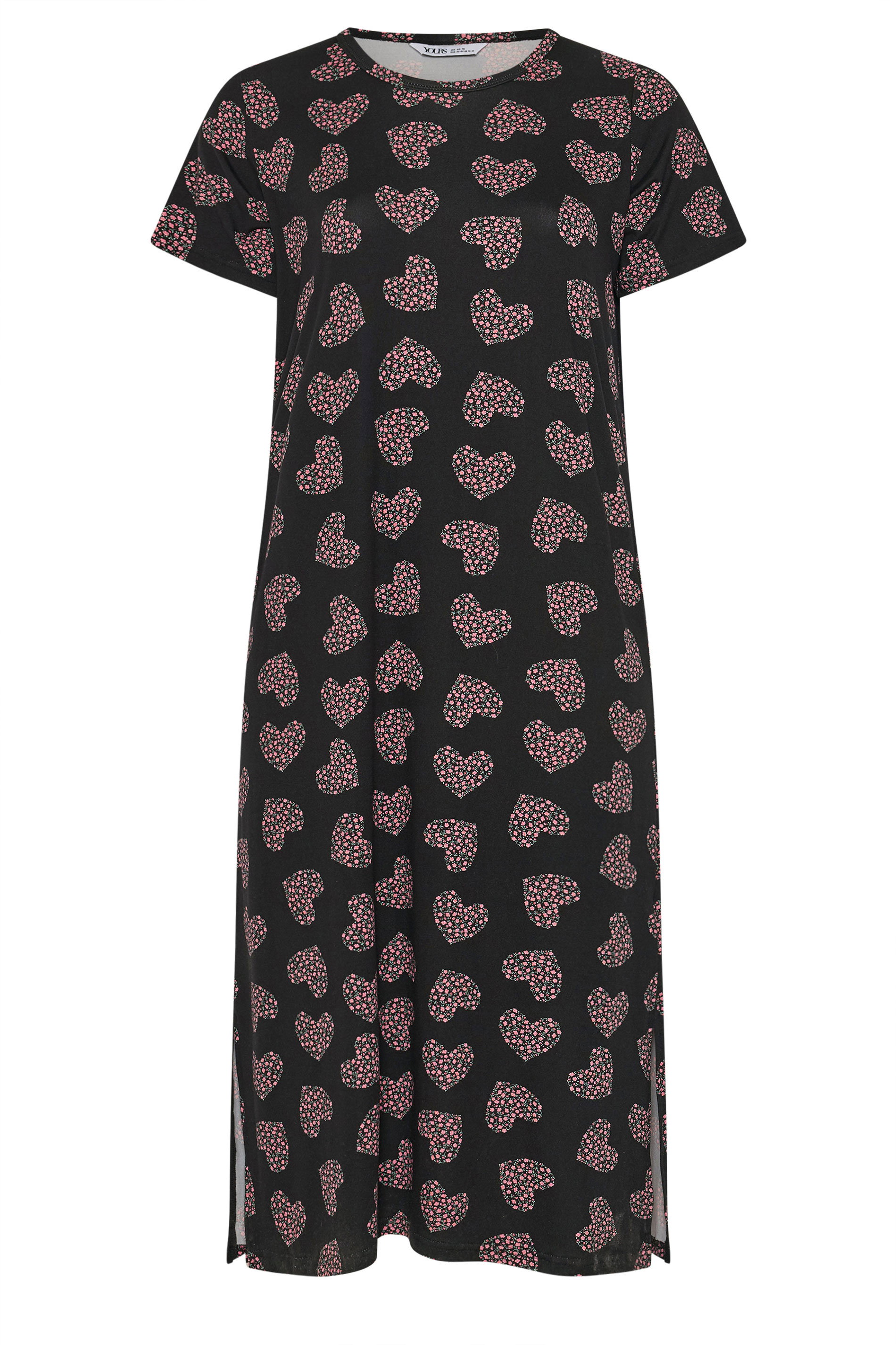 YOURSET Plus Size 2 PACK Pink Bow & Heart Print Midaxi Nightdresses | Yours Clothing 8