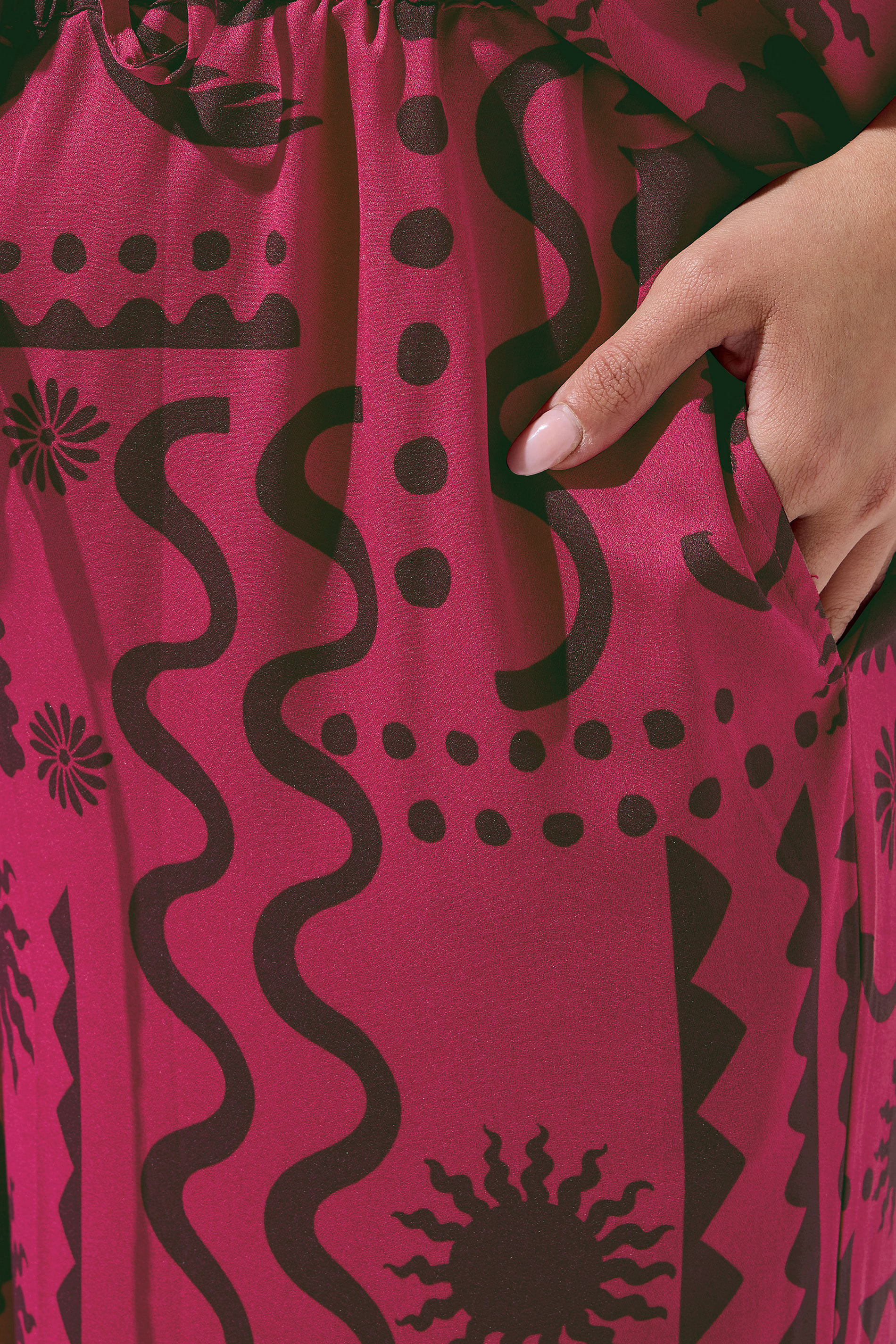 LIMITED COLLECITON Plus Size Berry Red Summer Print Wide Leg Trousers | Yours Clothing 4