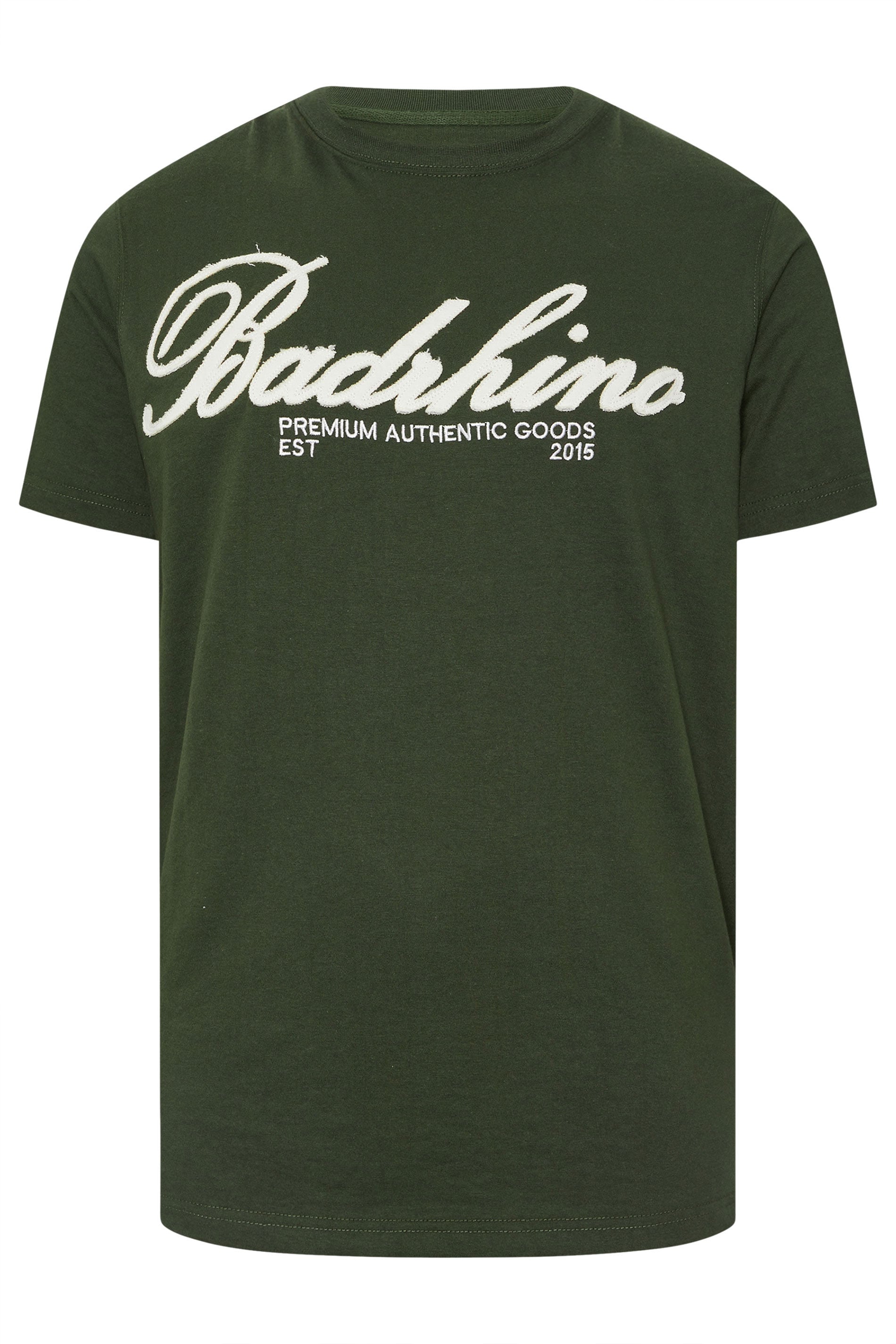 BadRhino Big & Tall Dark Green Embroidered Script T-Shirt | BadRhino 6