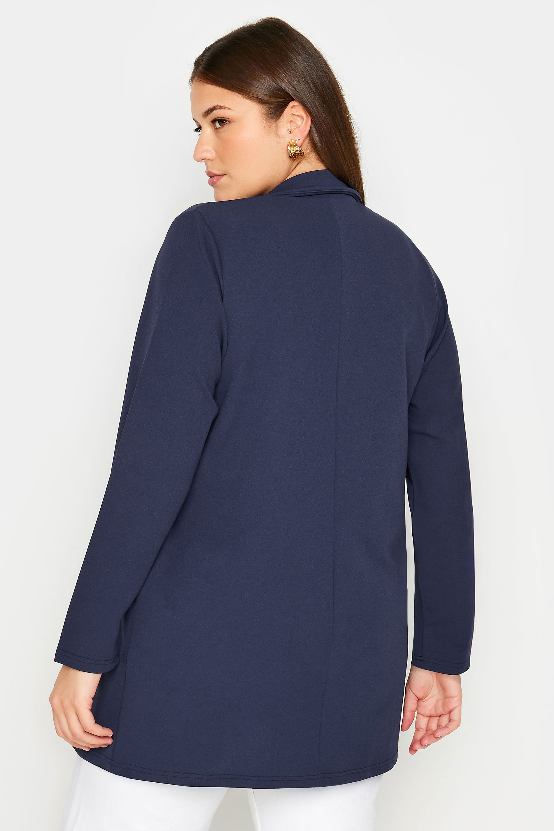 YOURS Plus Size Navy Blue Longline Blazer | Yours Clothing 3
