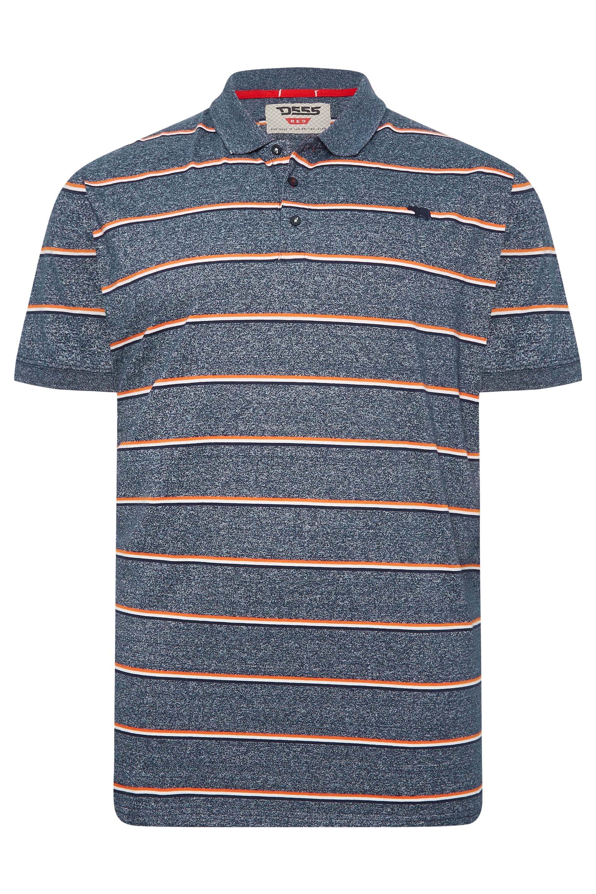 D555 Big & Tall Navy Blue Stripe Jersey Polo Shirt | BadRhino 2