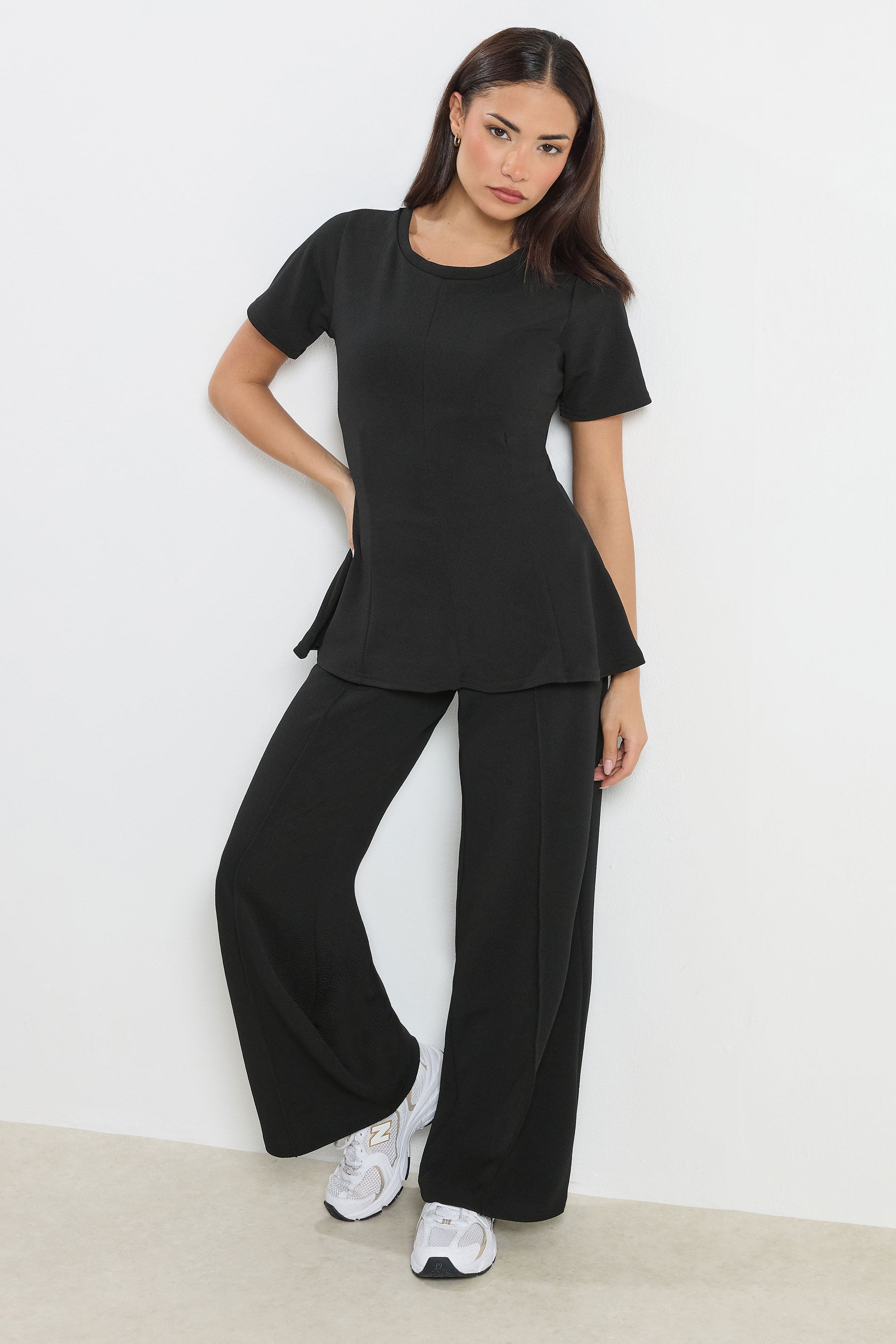 PixieGirl Petite Women's Black Cotton Cinched Waist Top | PixieGirl 1