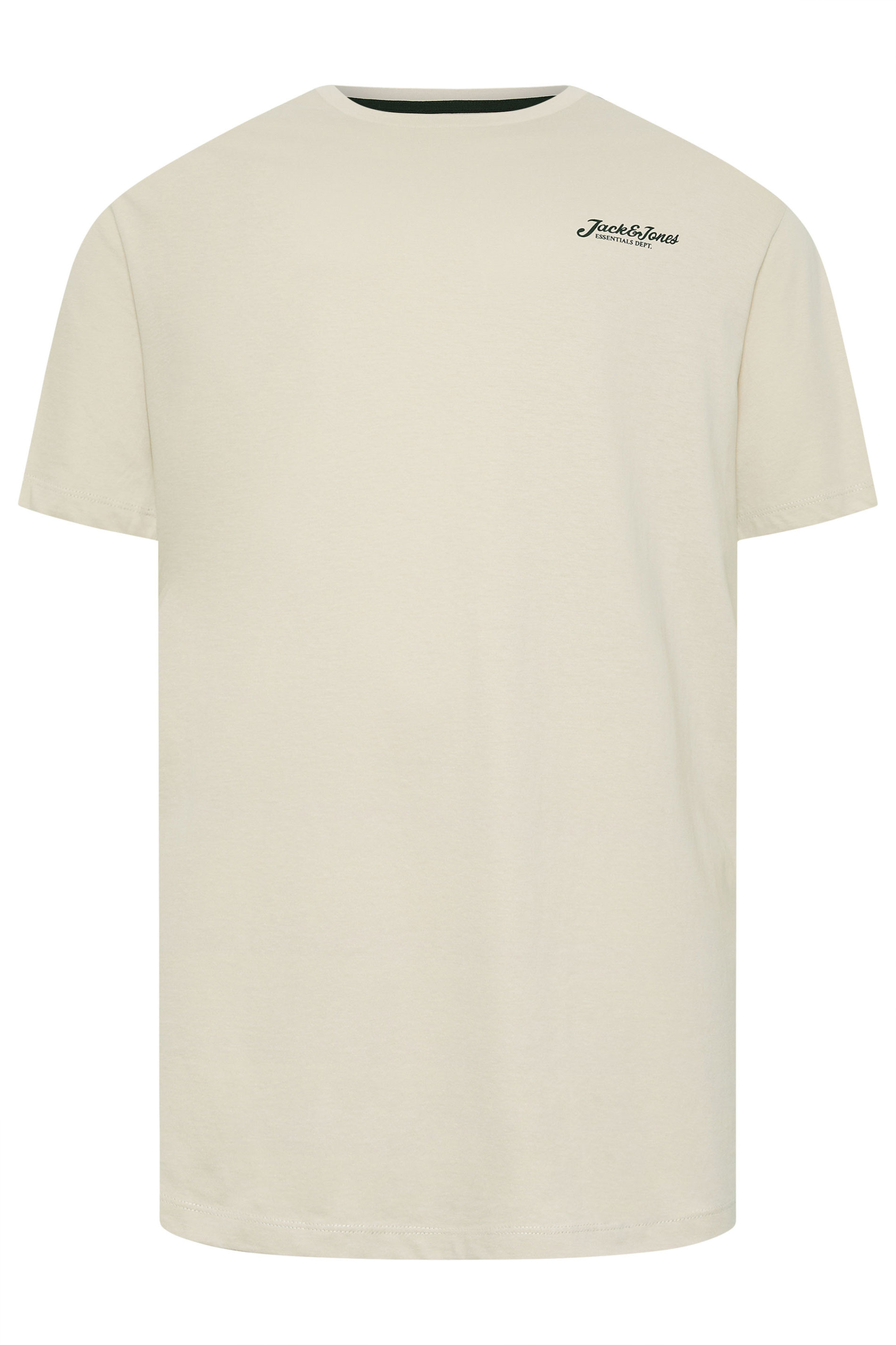 JACK & JONES Big & Tall 5 Pack Blue/Off-White/Yellow/Green/Pink Core T-Shirts | BadRhino 9