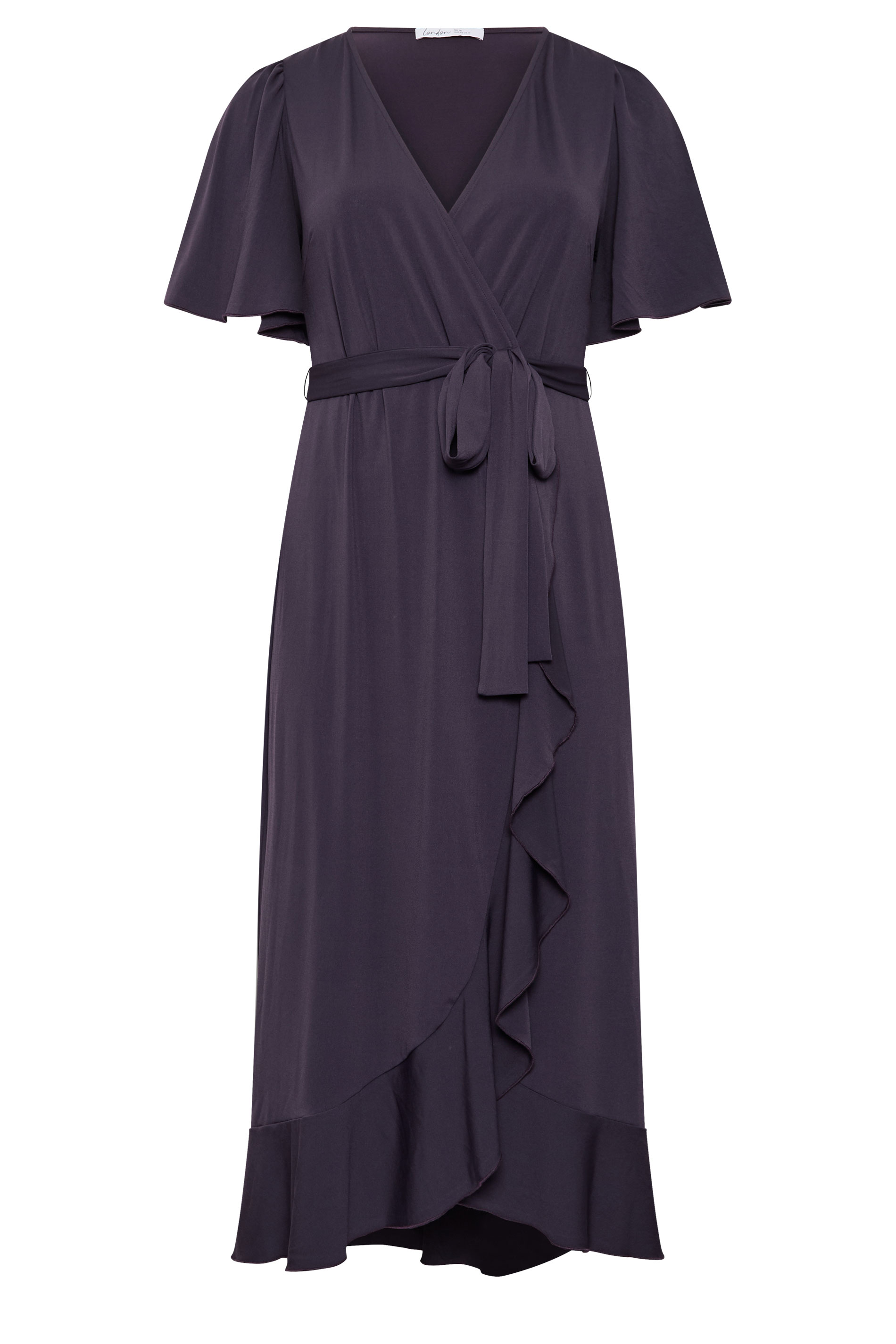 grey ruffle sleeve dress Yours London Women's Plus Size Short Wrap Maxi Size 16 size_2XL