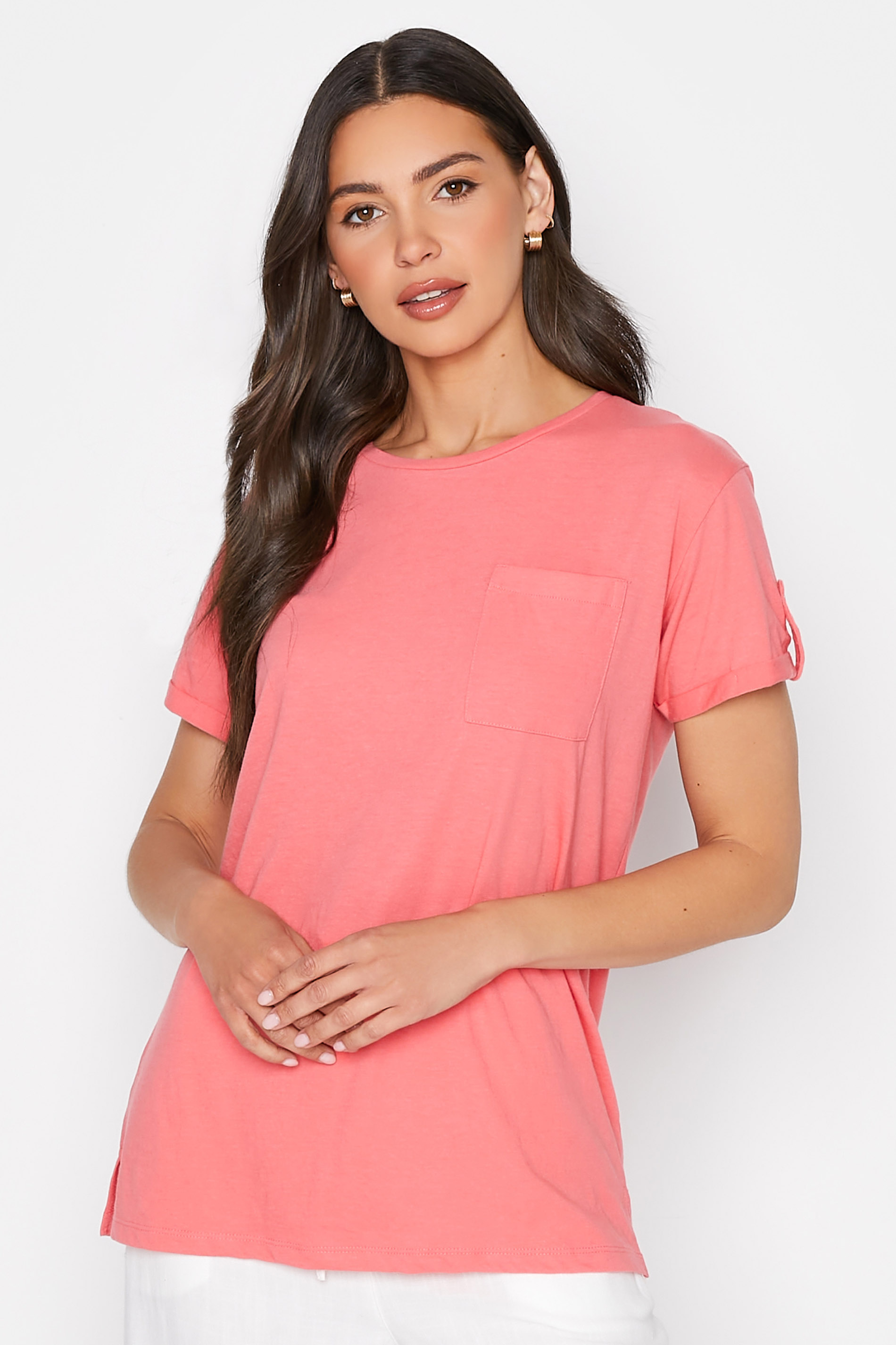 LTS Tall Coral Pink Short Sleeve Pocket T-Shirt 1