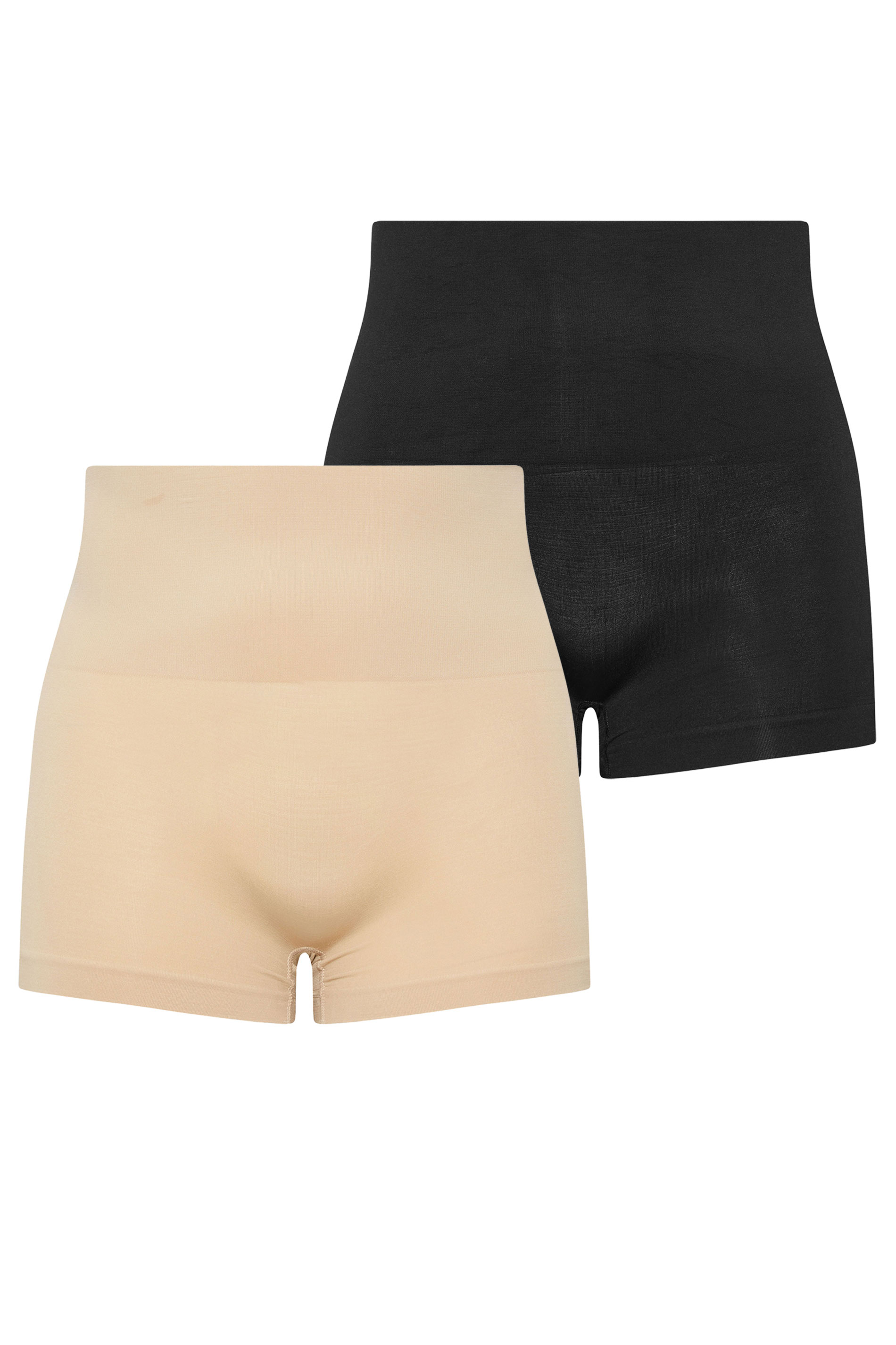 YOURSET Plus Size 2 PACK Black & Nude Seamless Control High Waisted Shorts | Yours Clothing 9