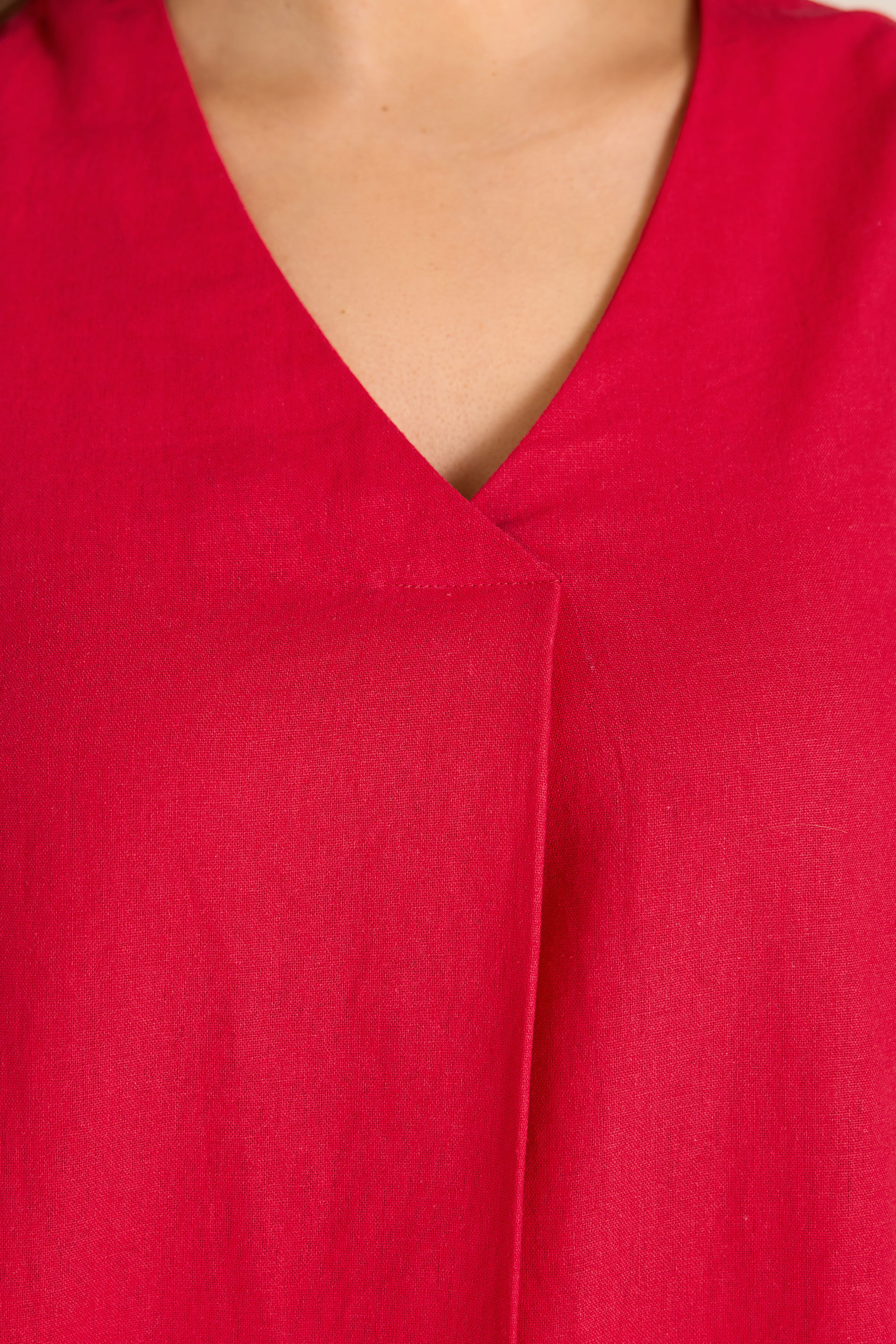 EVANS Plus Size Set Red Linen Vest & Trouser | Evans 7