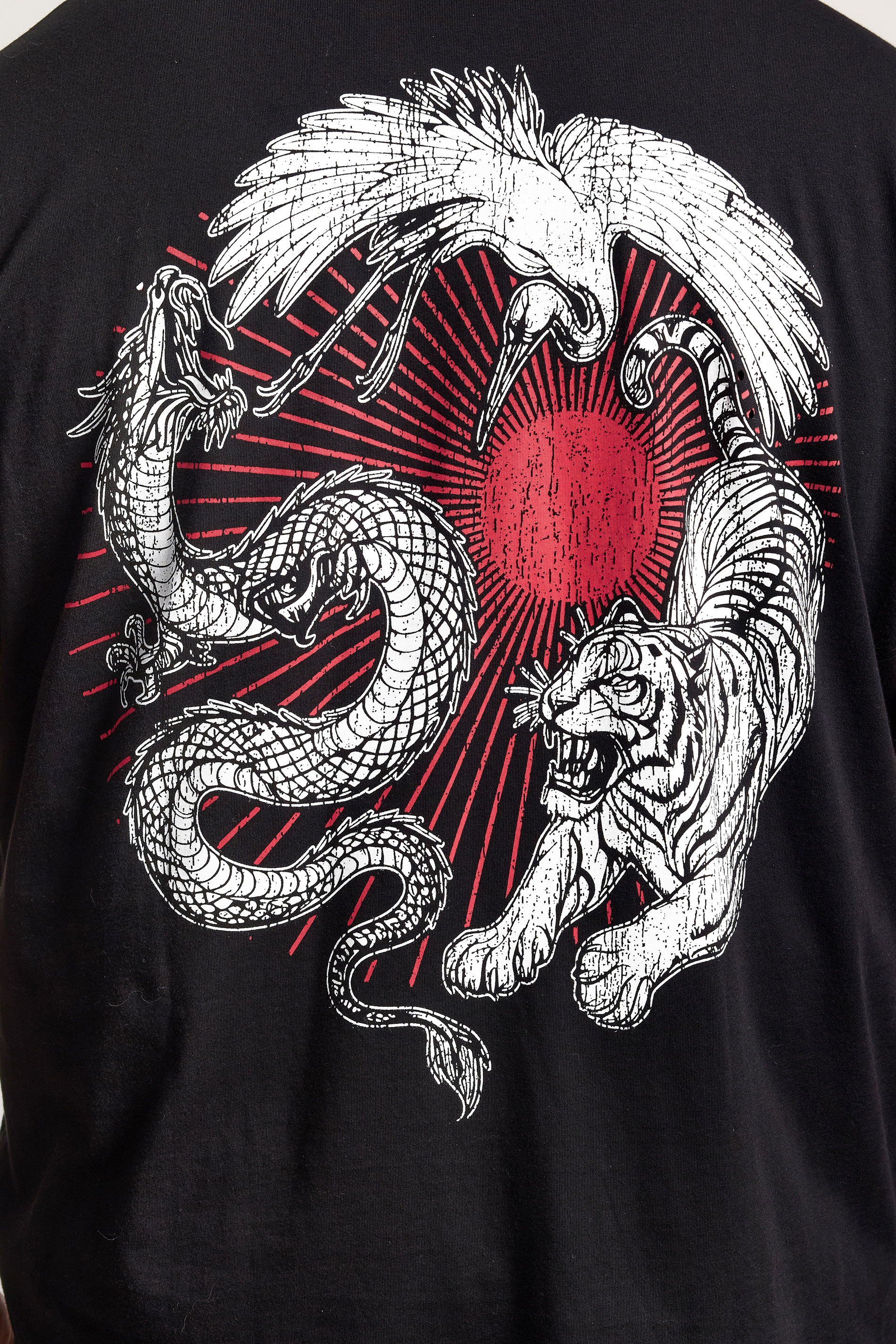 BadRhino Big & Tall Black Japanese Animal Graphic T-Shirt | BadRhino 4