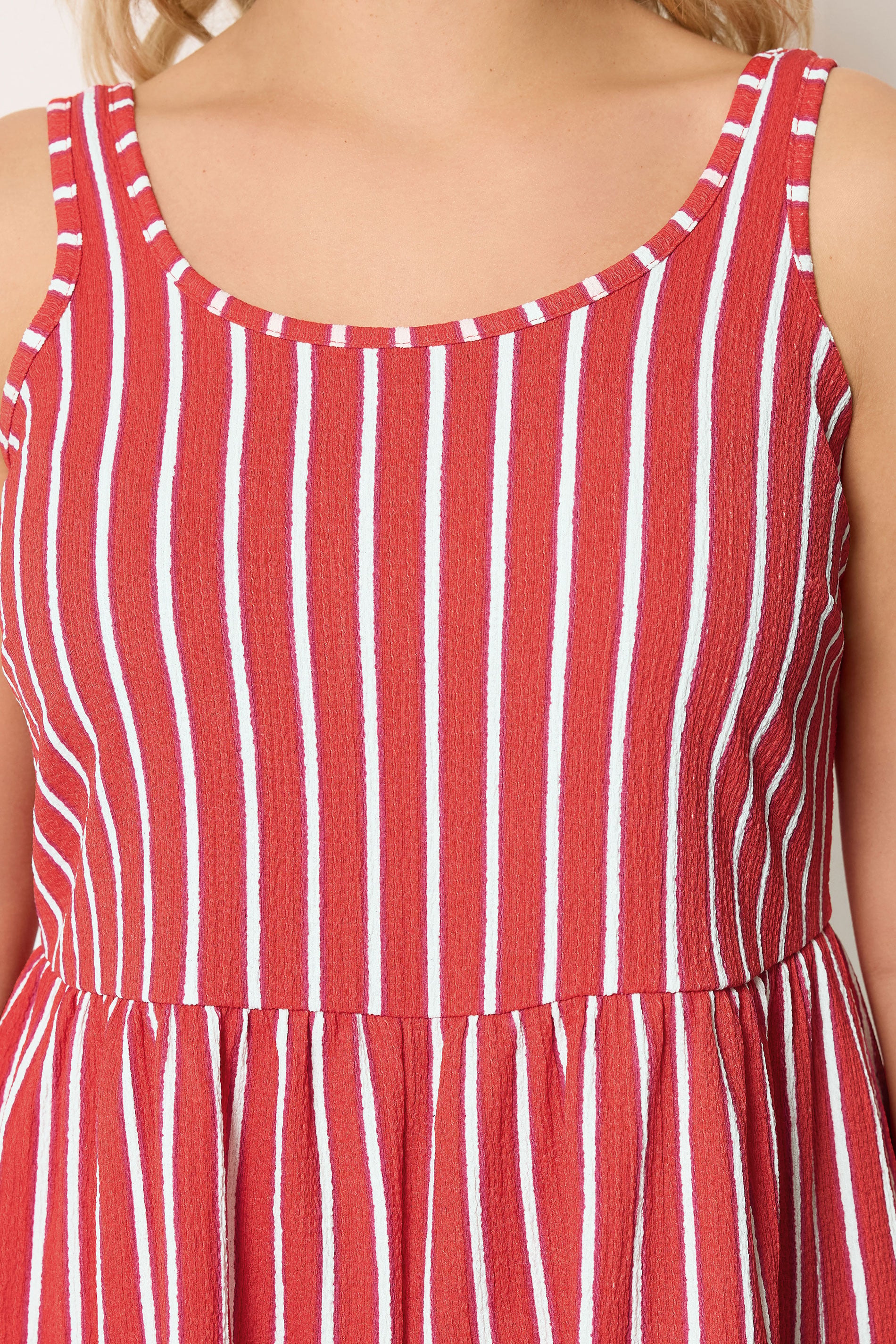 YOURS Plus Size Orange Stripe Textured Playsuit | Yours Clothing 4