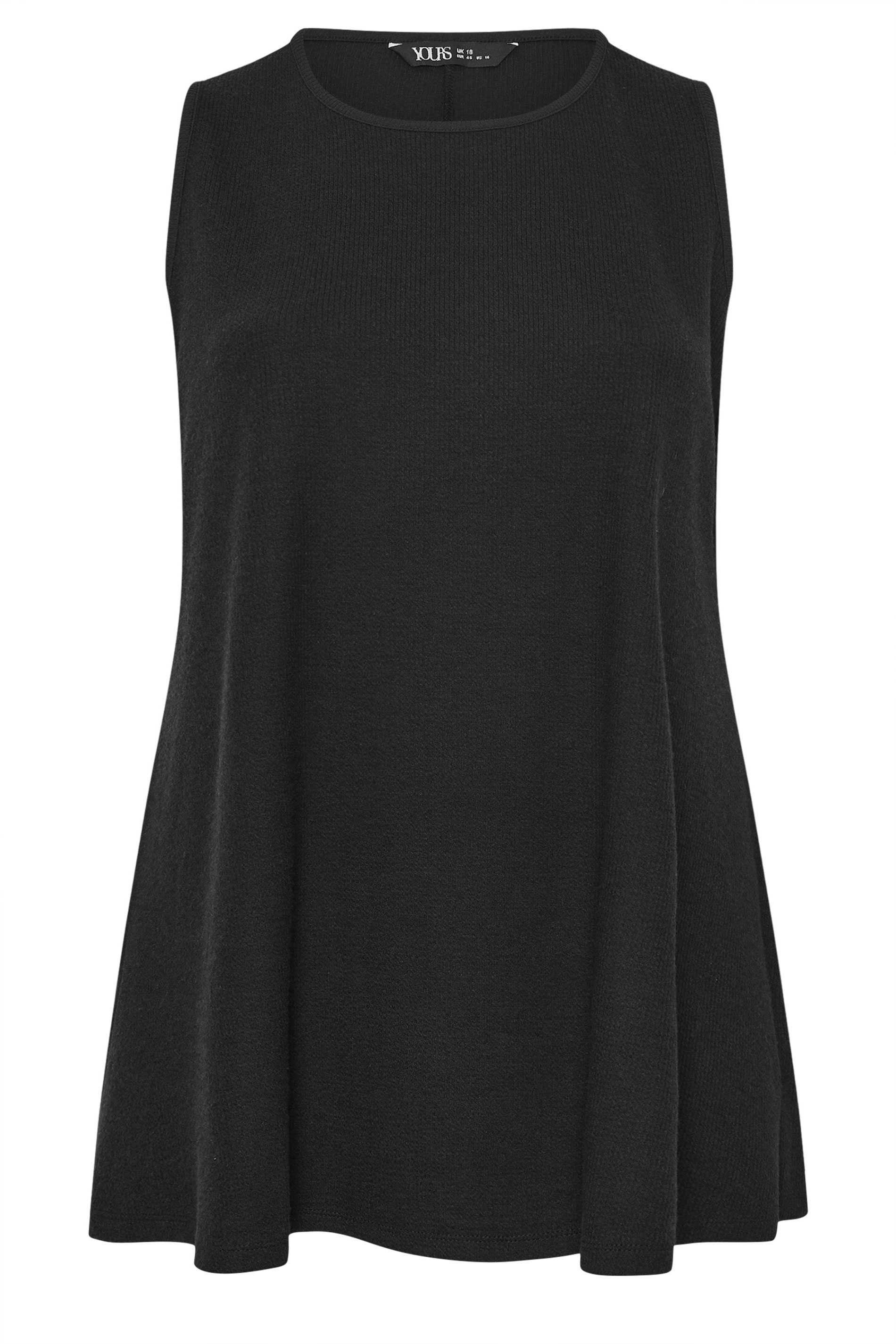 YOURS Plus Size Black Soft Touch Swing Vest Top | Yours Clothing 5