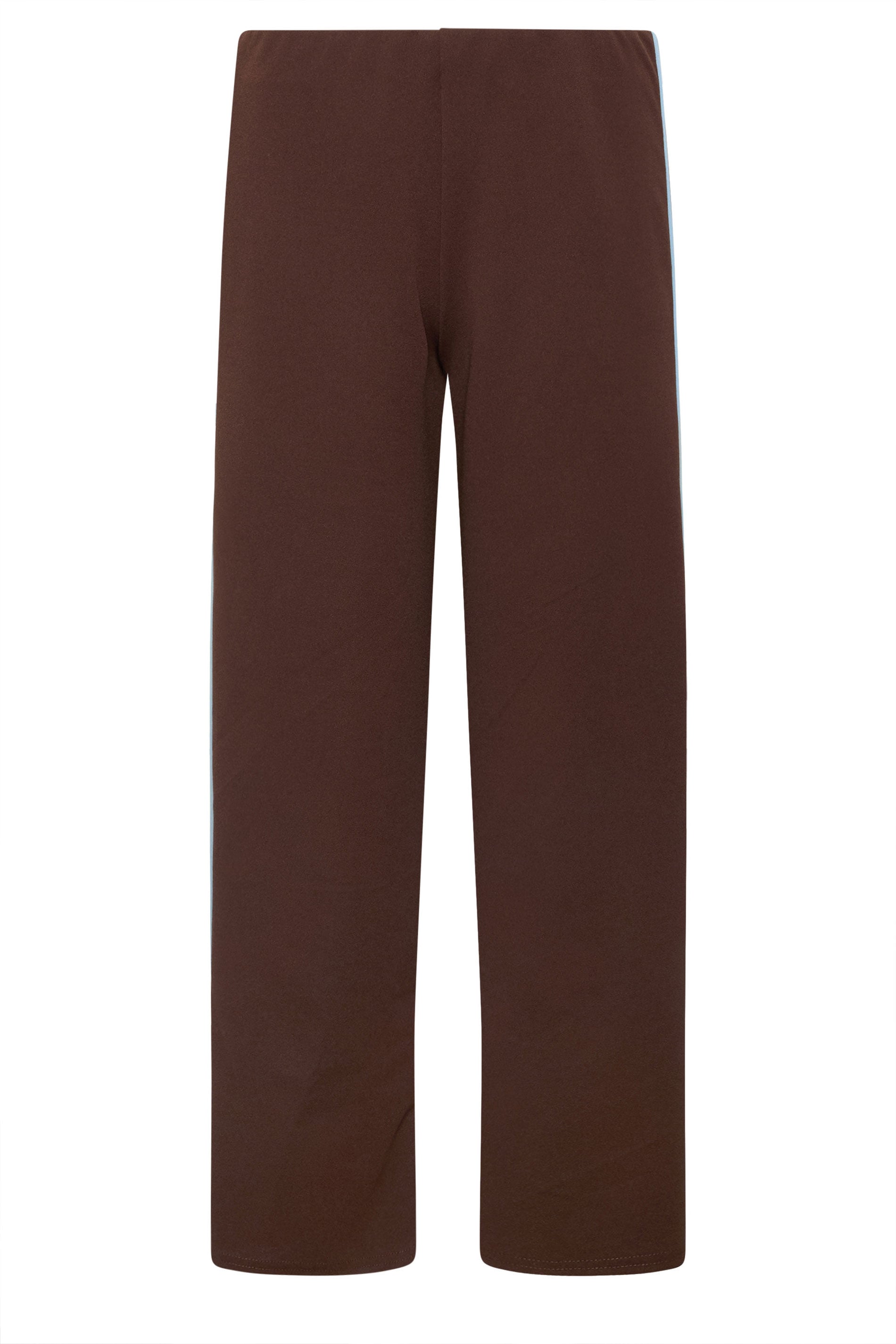 PixieGirl Petite Women's Chocolate Brown Side Stripe Scuba Wide Leg Trousers | PixieGirl 5