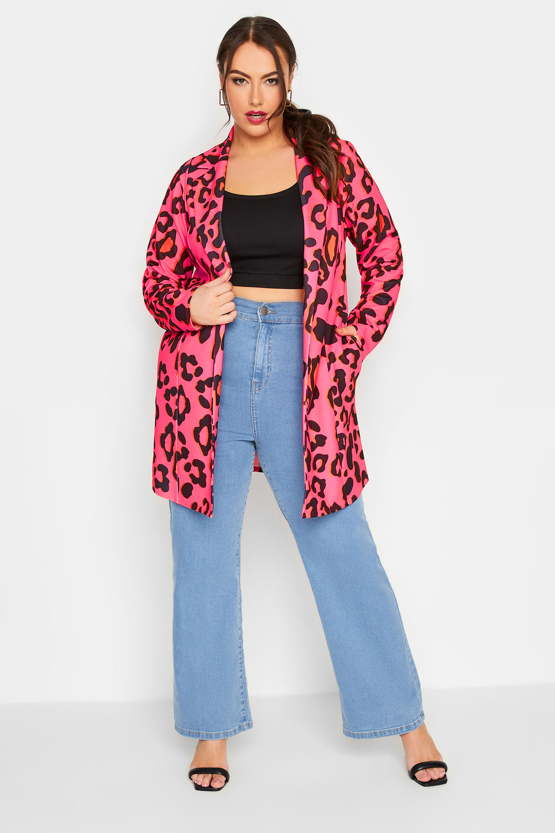 LIMITED COLLECTION Plus Size Curve Hot Pink Leopard Print Blazer | Yours Clothing  3