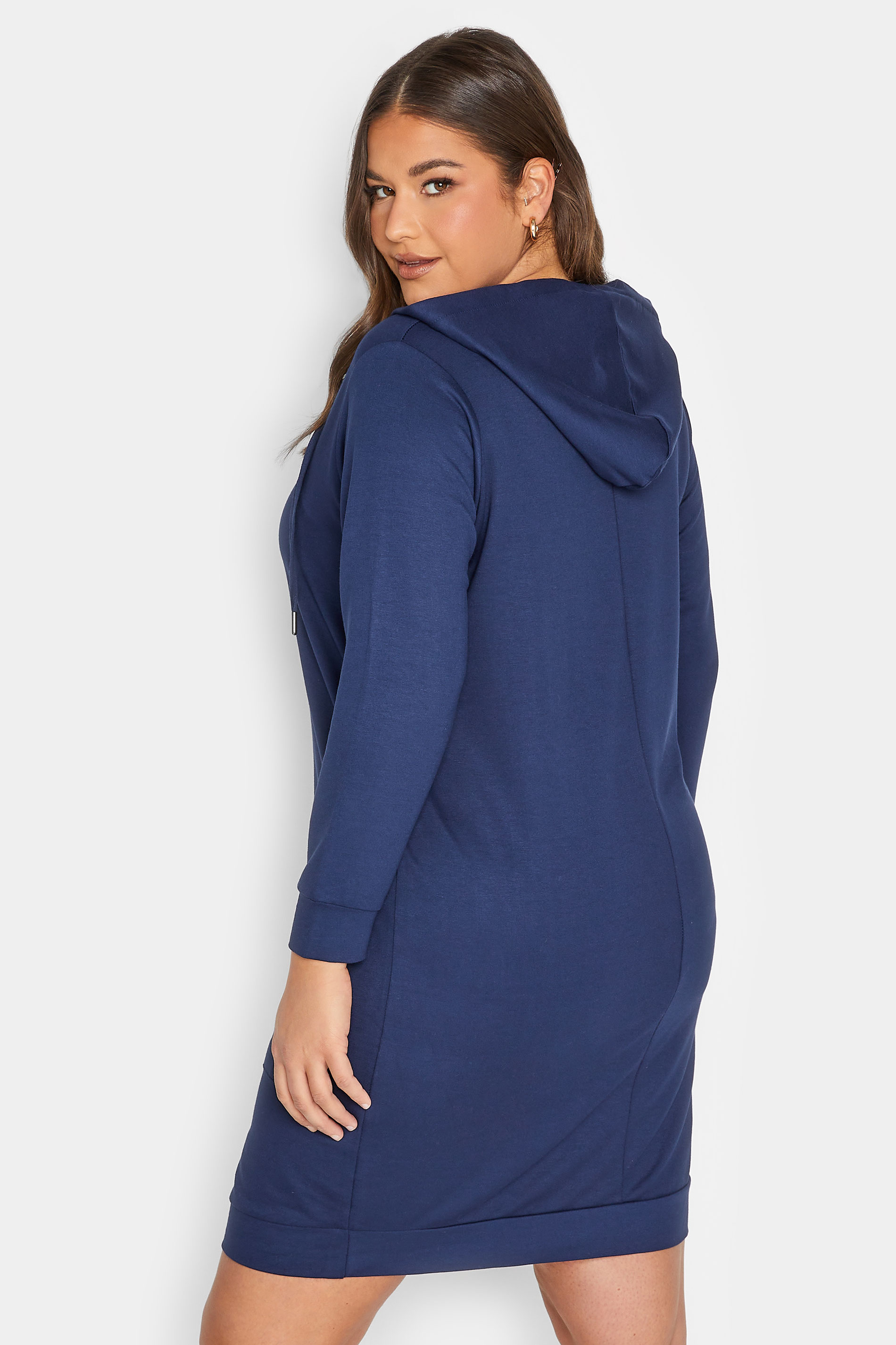 Curve Plus Size Navy Blue Hoodie Midi Dress | Yours Clothing 3